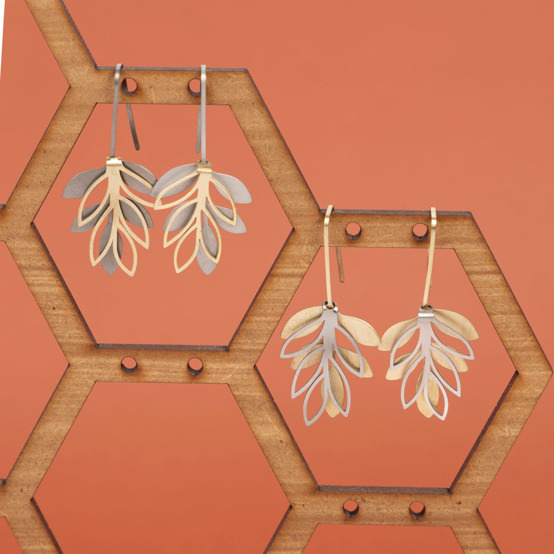 Leaf Drop Earrings with Layer Extensions (brass or stainless steel)