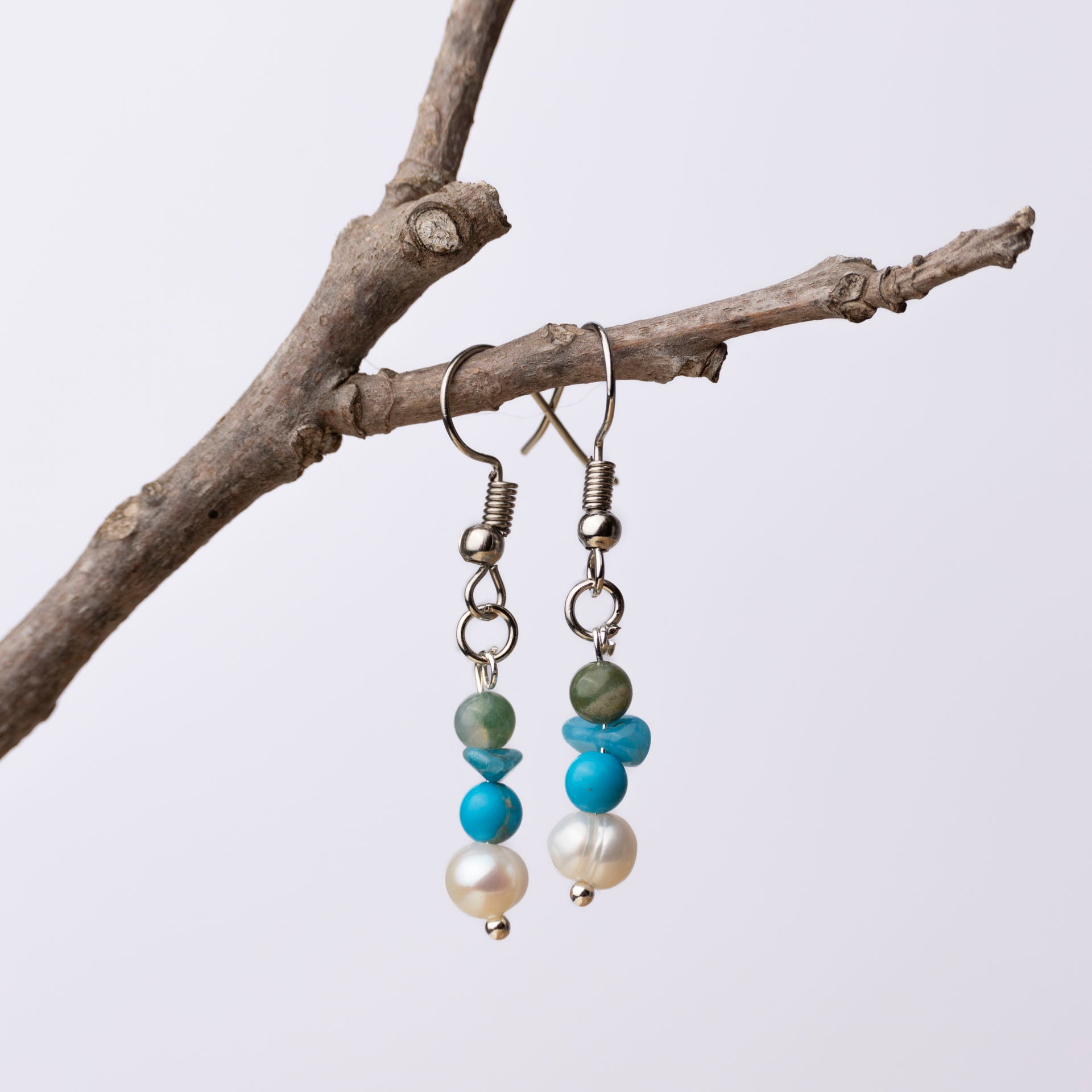 Gemstone and Pearl Ocean Earrings