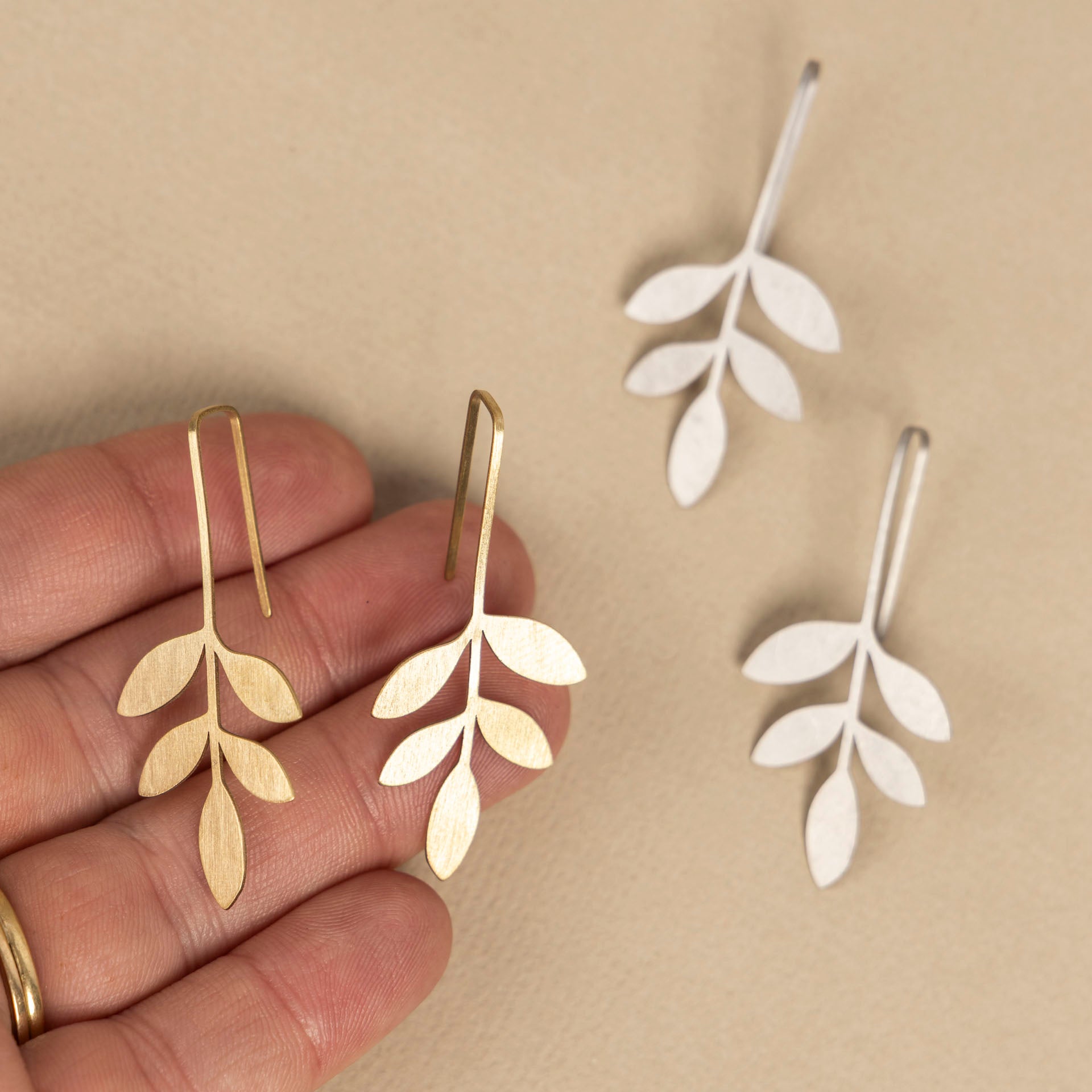 Leaf Natural Silhouette Drop Earrings (brass or stainless steel)