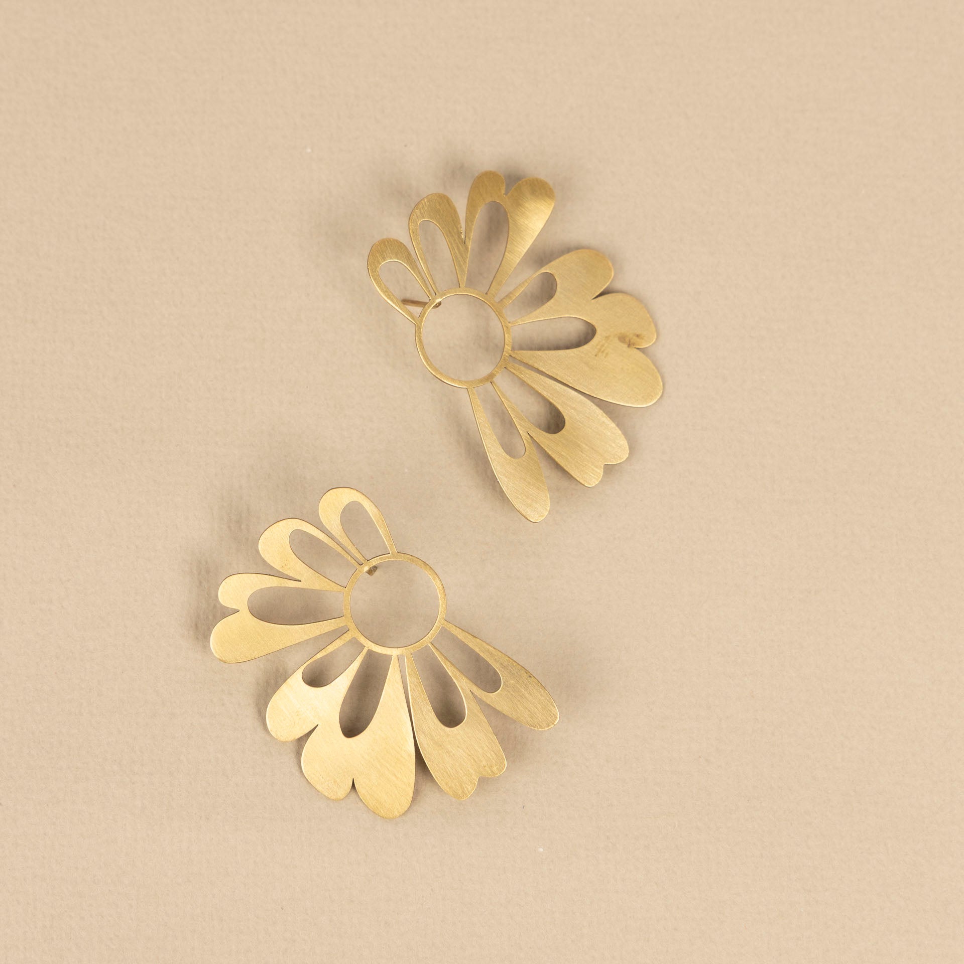 Dahlia Half Flower Stud Earrings (brass or stainless steel)