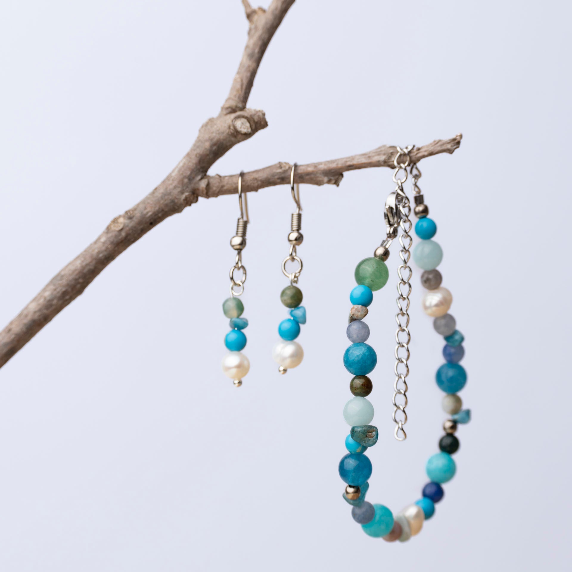 Gemstone and Pearl Ocean Earrings