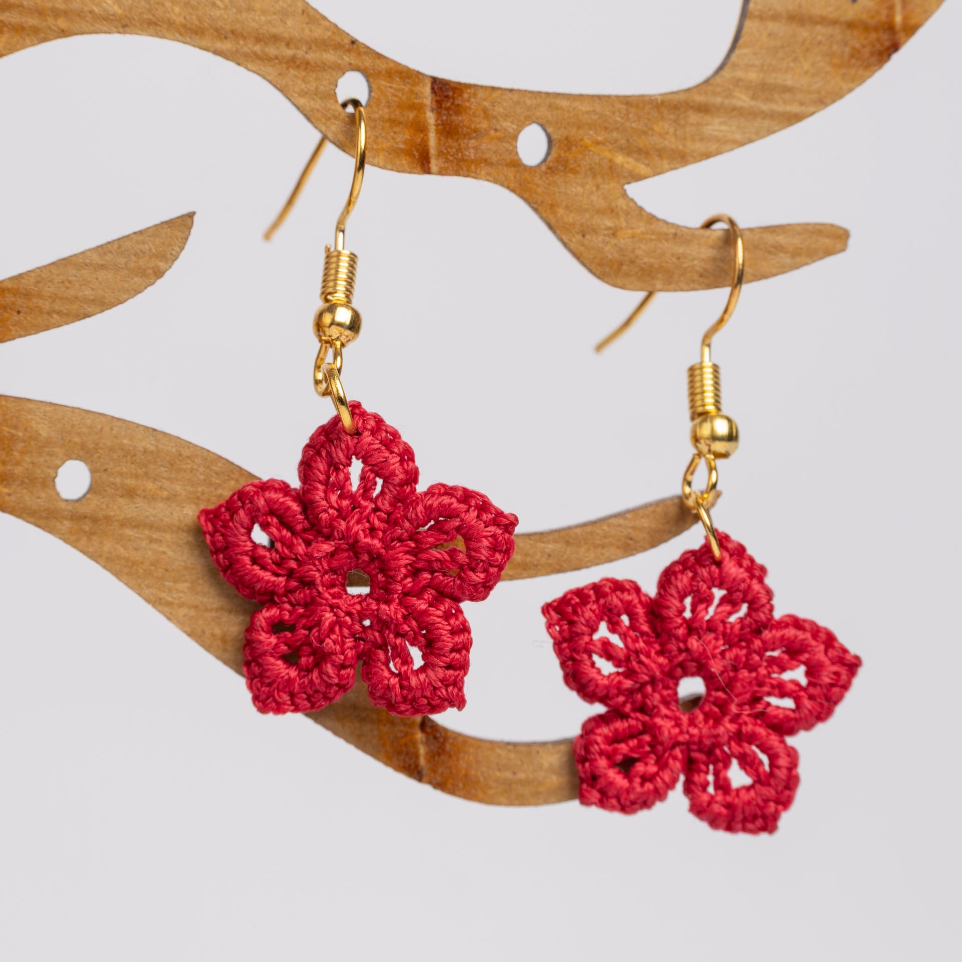 Micro Crochet Flower Dangle Earrings (assorted colours)