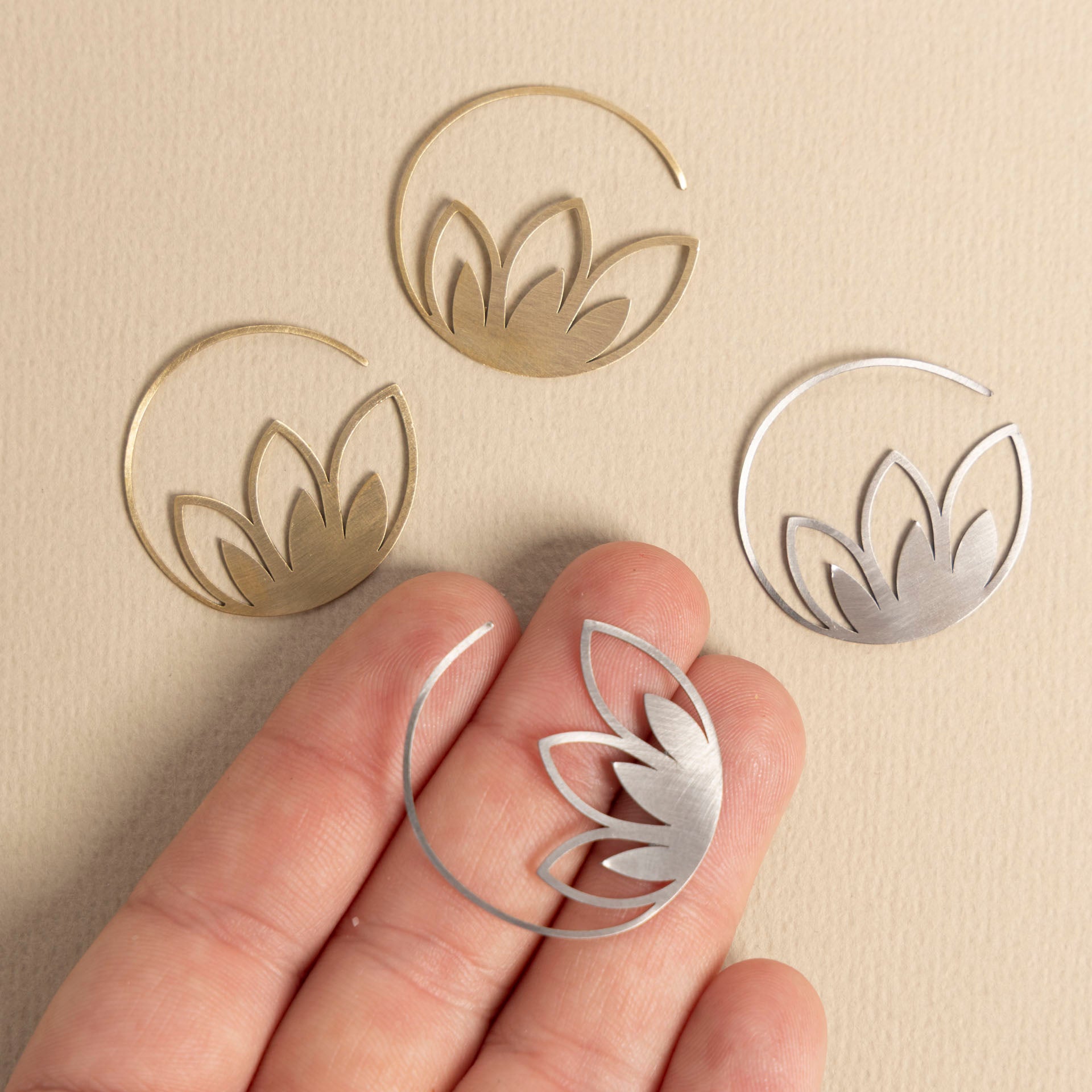 Dahlia Side Silhouette Earrings (brass or stainless steel)