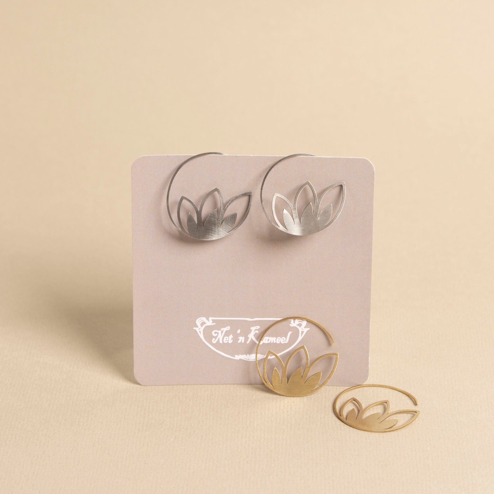 Dahlia Side Silhouette Earrings (brass or stainless steel)