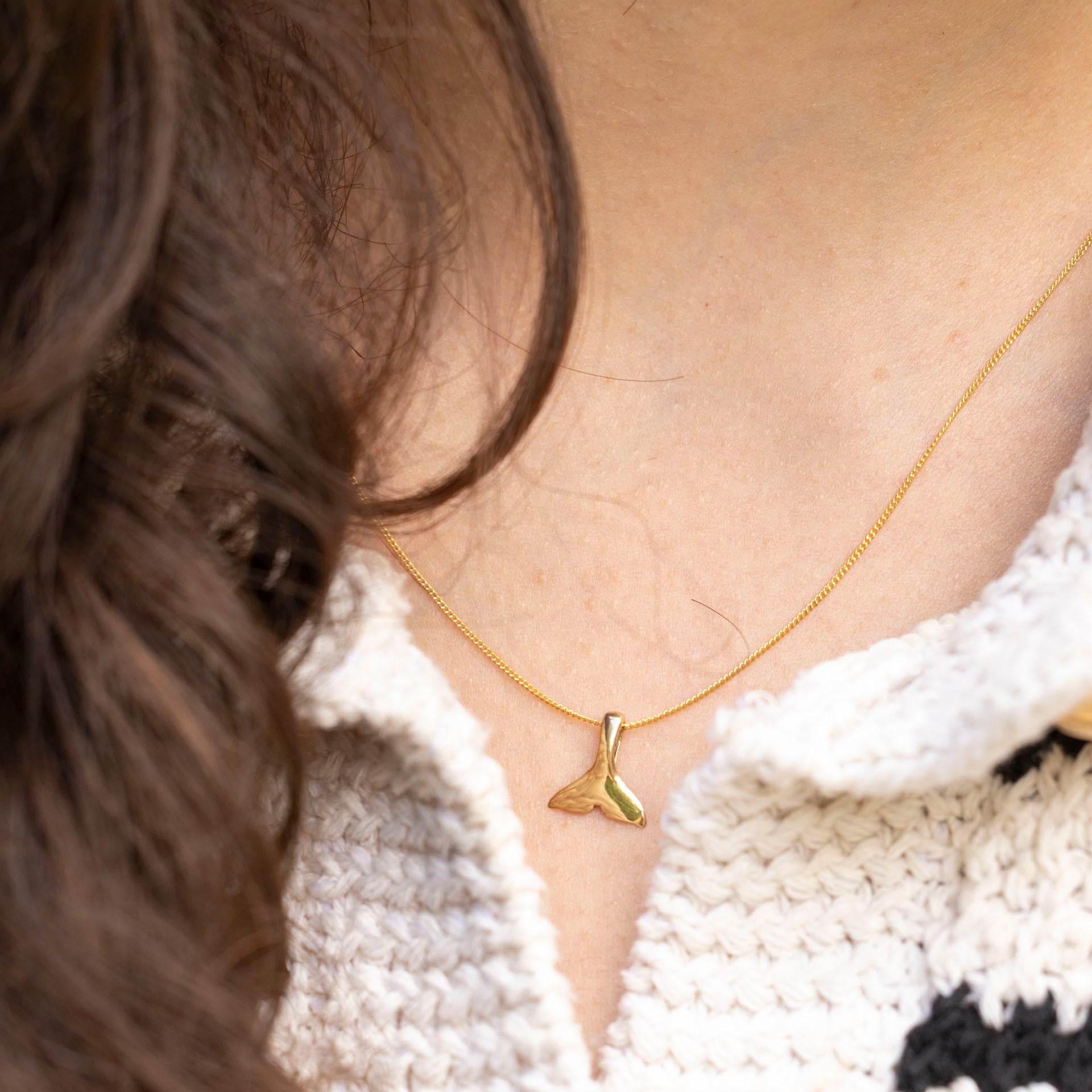 Whale Tail Necklace (Sterling Silver or Gold-Plated)
