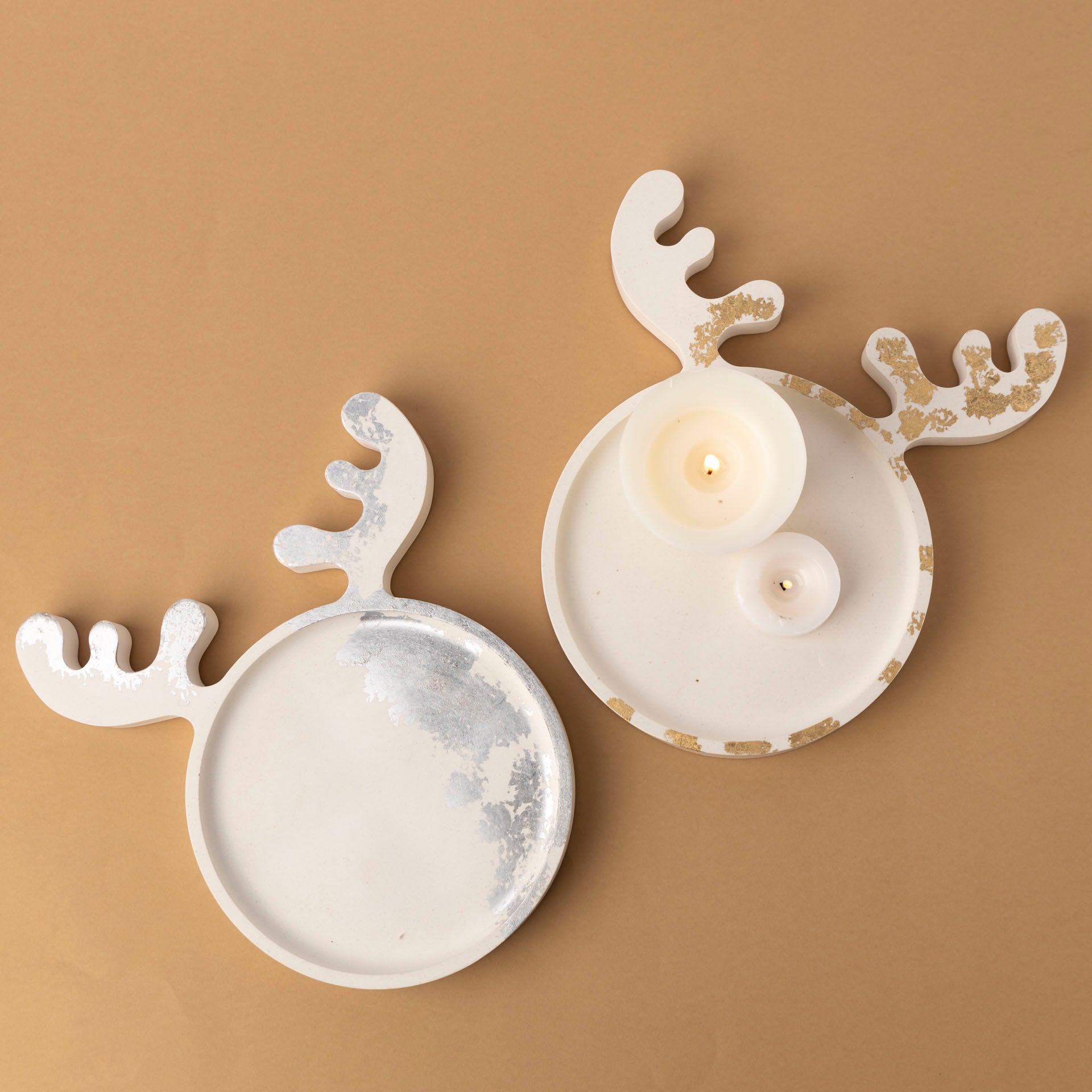 Christmas Reindeer Trinket Tray (Silver or Gold Foil)