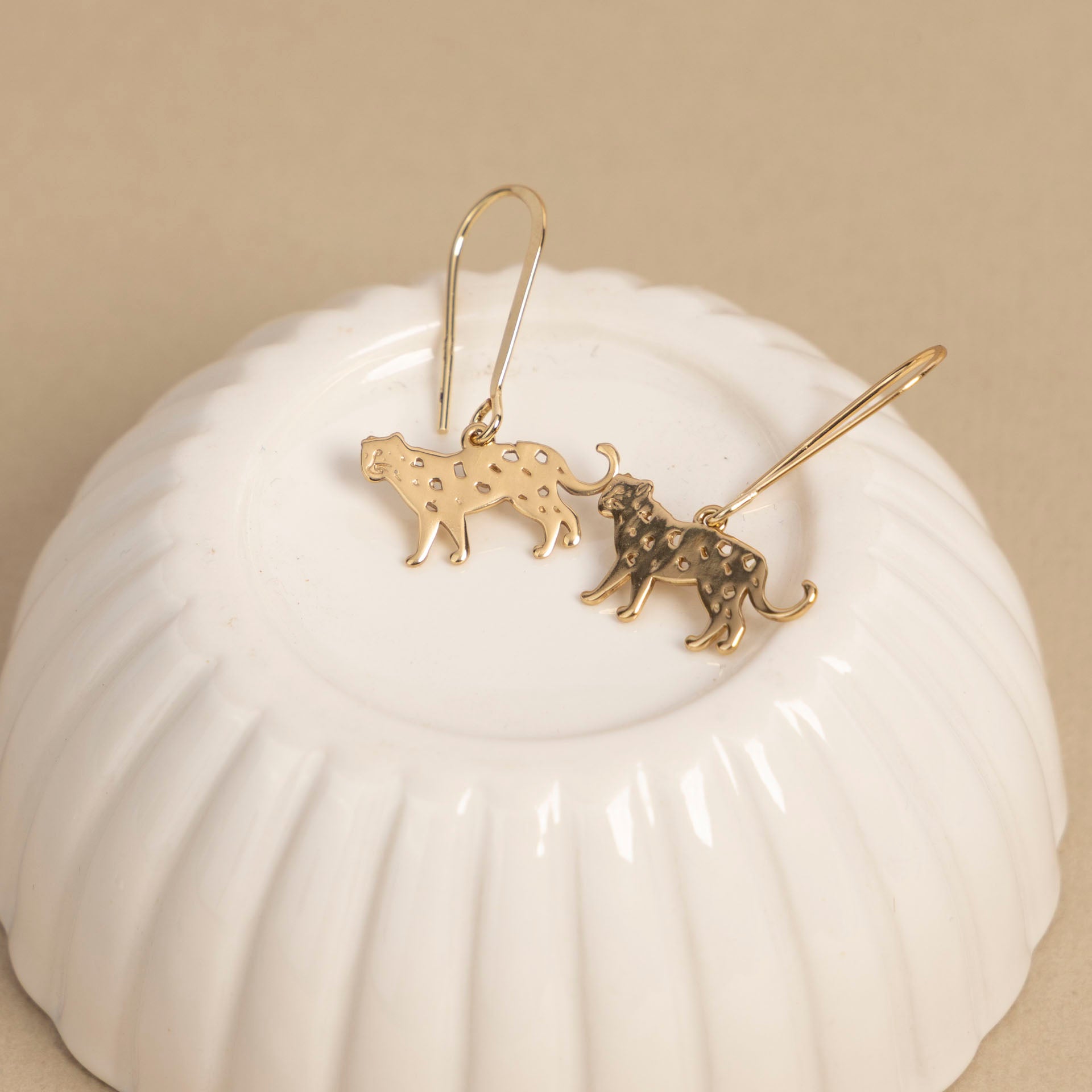 Leopard Dangle Earrings (Gold-Dipped Sterling Silver)