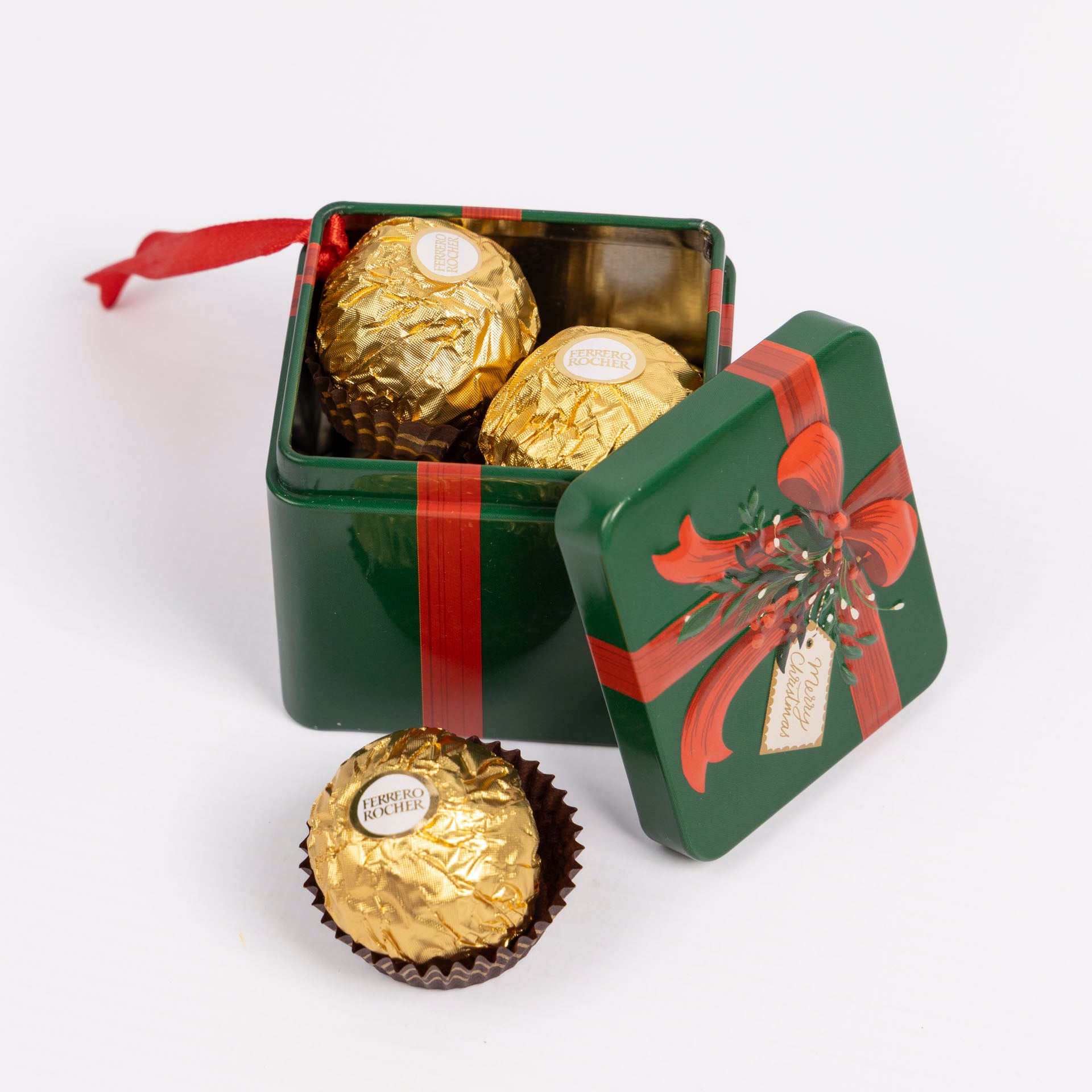 Hanging Christmas Storage Tins with Ribbon Loop (assorted)