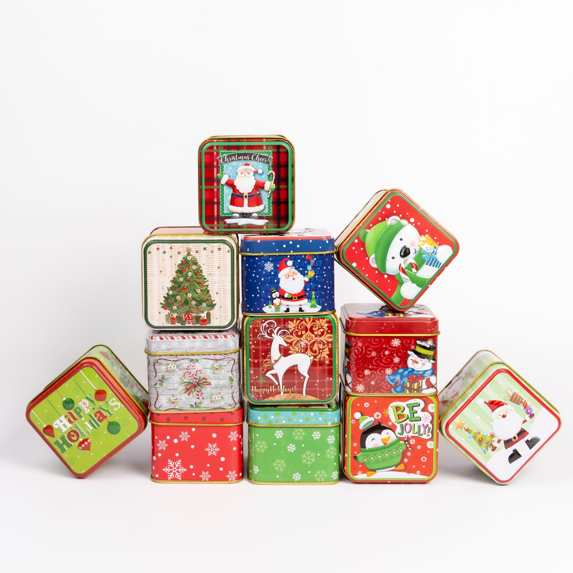 Square Christmas Gift Tins (assorted)