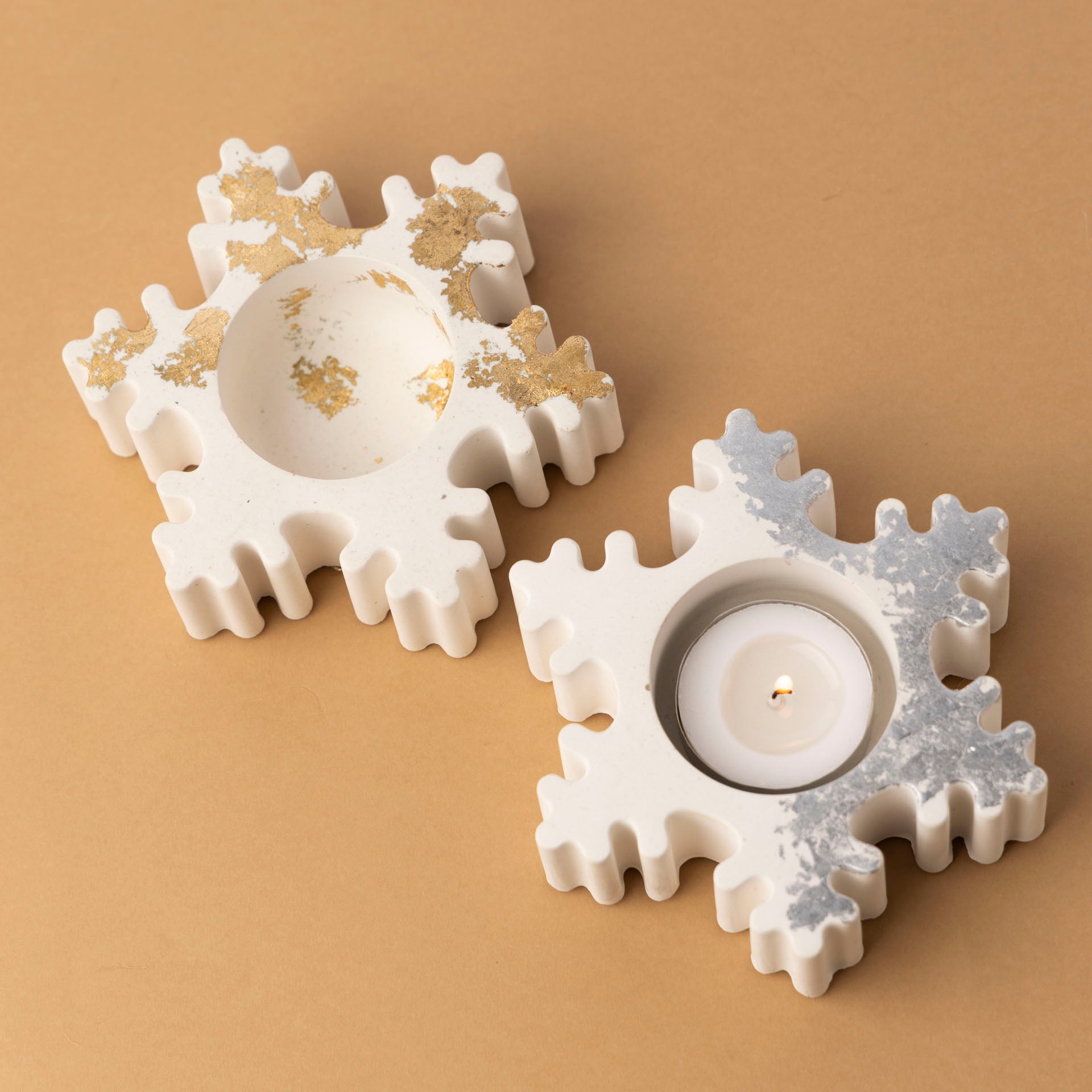 Snowflake Tealight Candle Holder (Silver or Gold Foil)