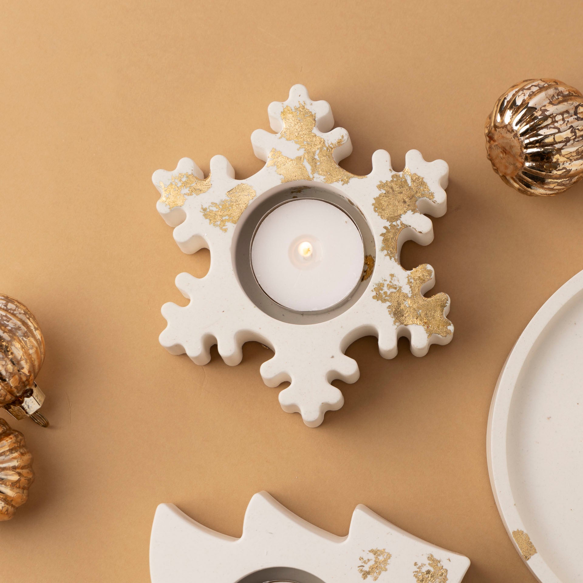 Snowflake Tealight Candle Holder (Silver or Gold Foil)