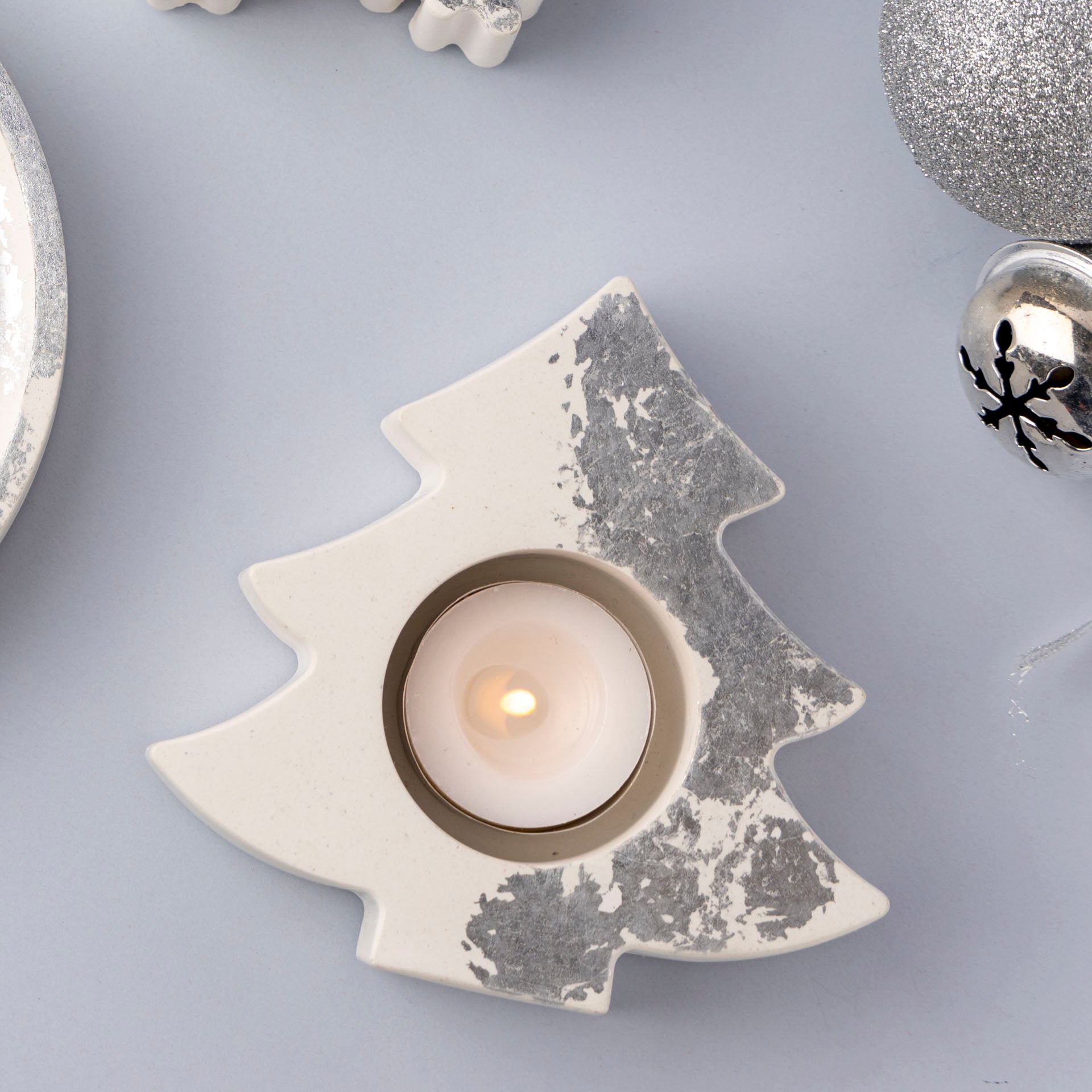 Christmas Tree Tealight Candle Holder (Silver or Gold Foil)