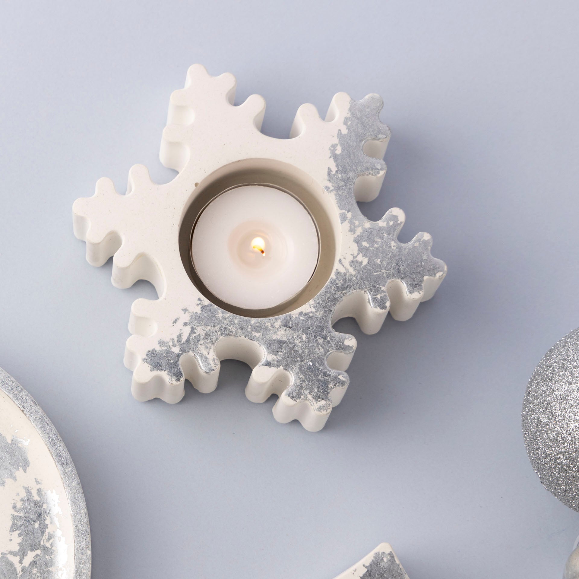 Snowflake Tealight Candle Holder (Silver or Gold Foil)