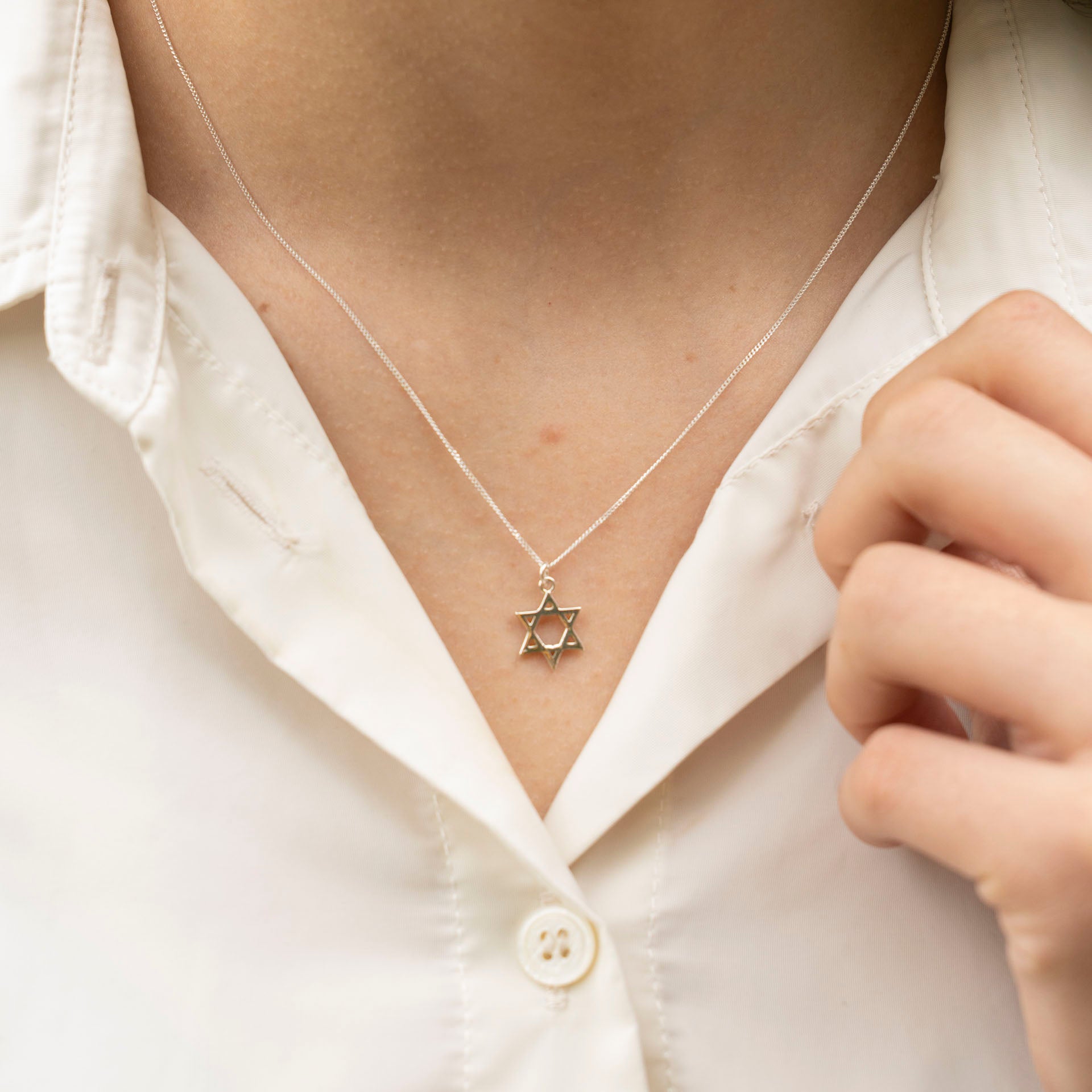 "Happy Hanukkah" Star of David Necklace (sterling silver or gold-dipped)