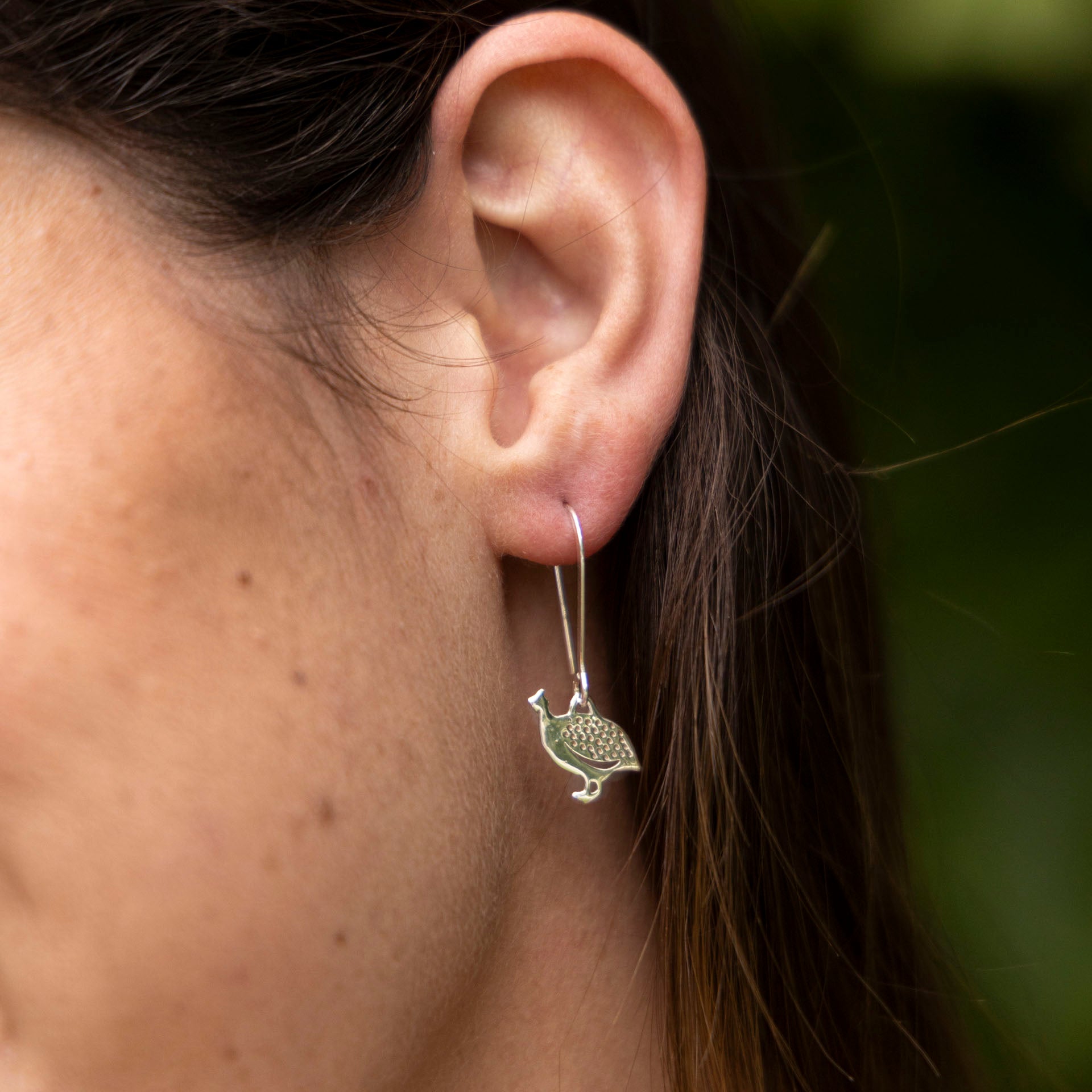 Sterling Silver Guinea Fowl Dangle Earrings