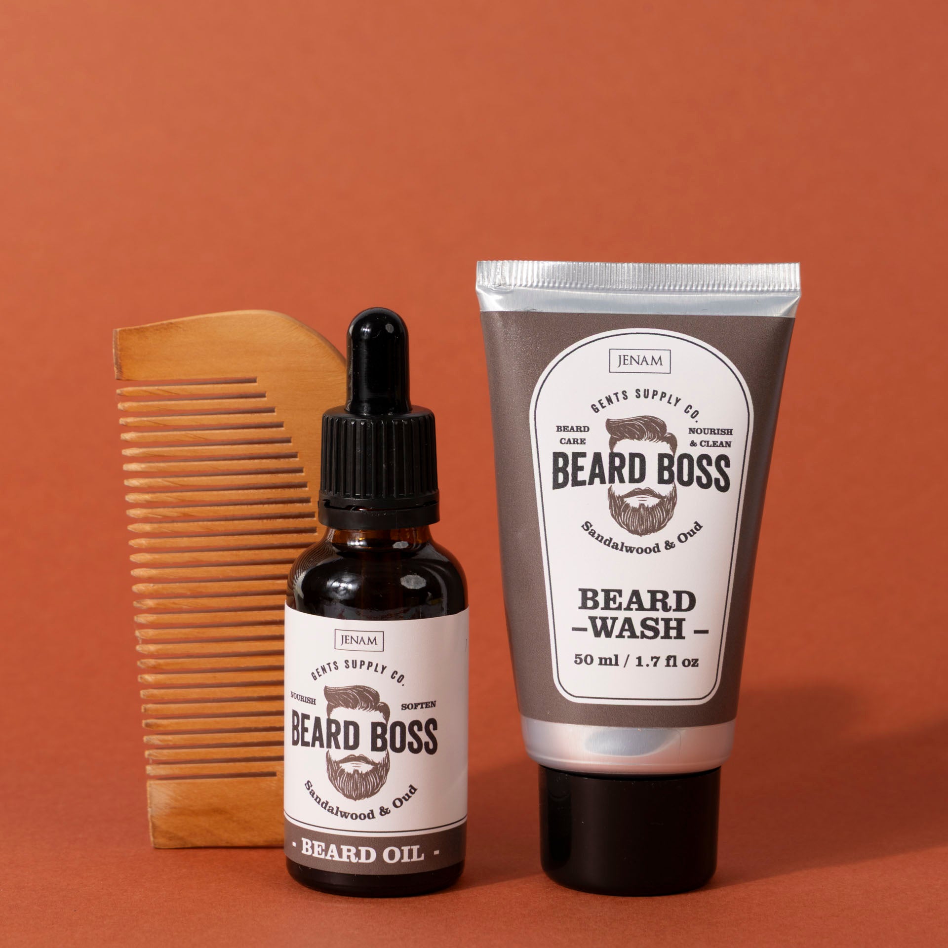 Beard Boss – Grooming Essentials and Wash Bag Gift Set