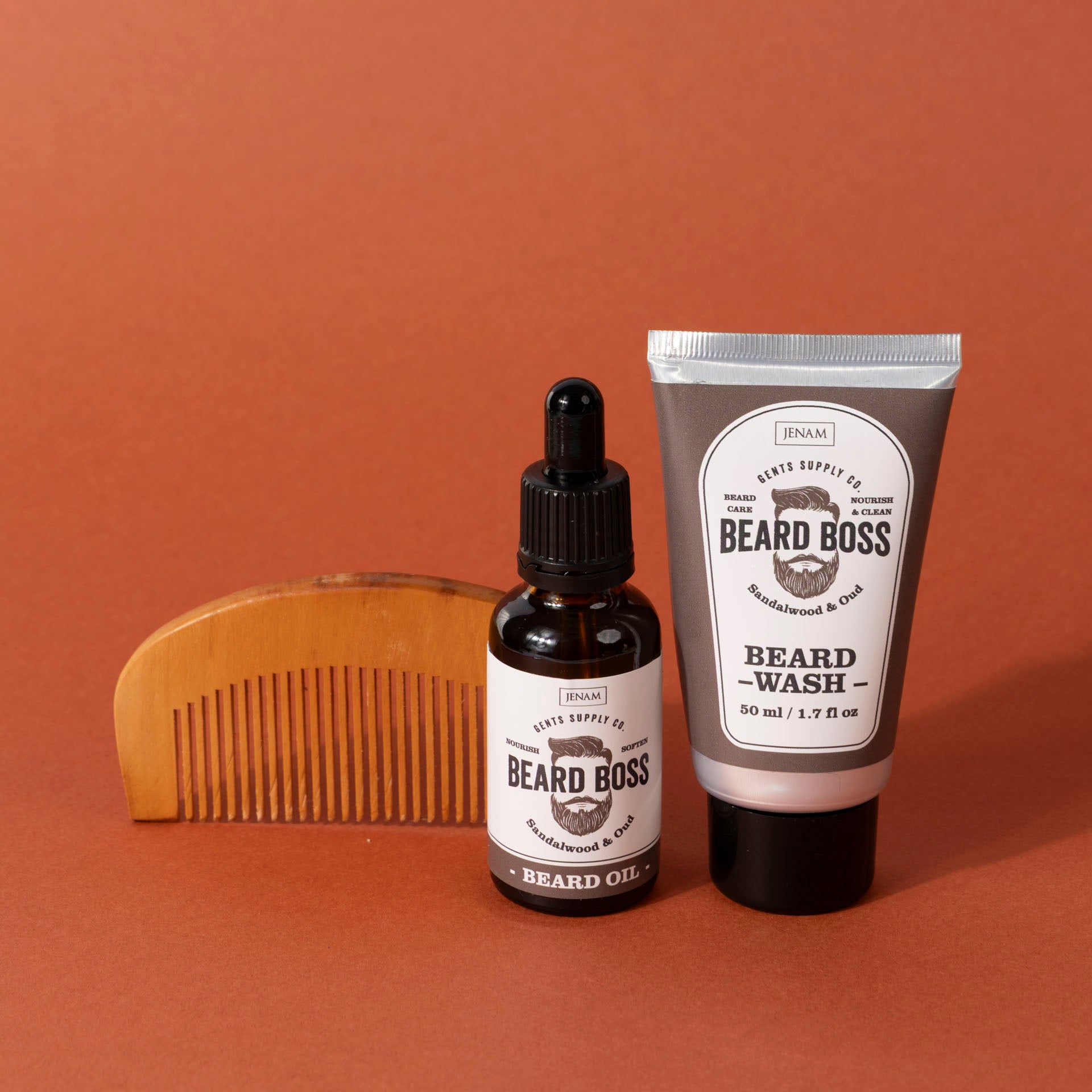 Beard Boss – Grooming Essentials and Wash Bag Gift Set