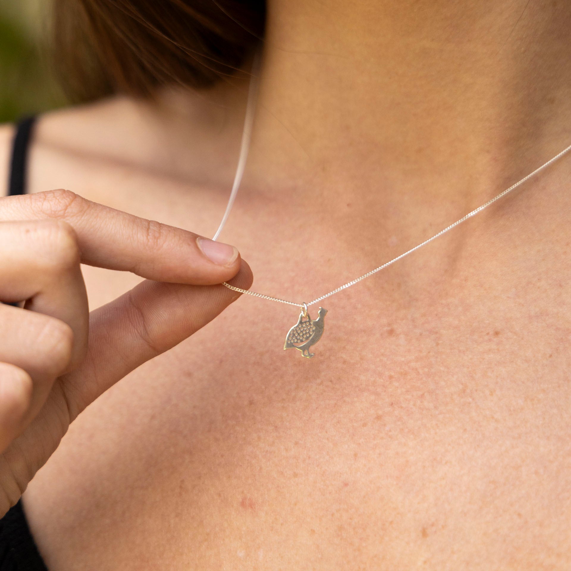 Sterling Silver Guinea Fowl Necklace