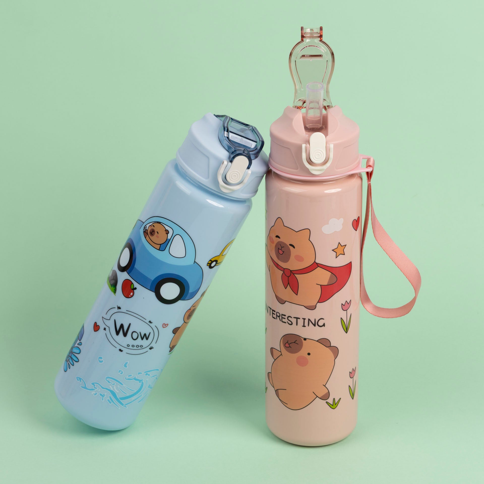 Capybara Water Bottle (Pink or Blue)