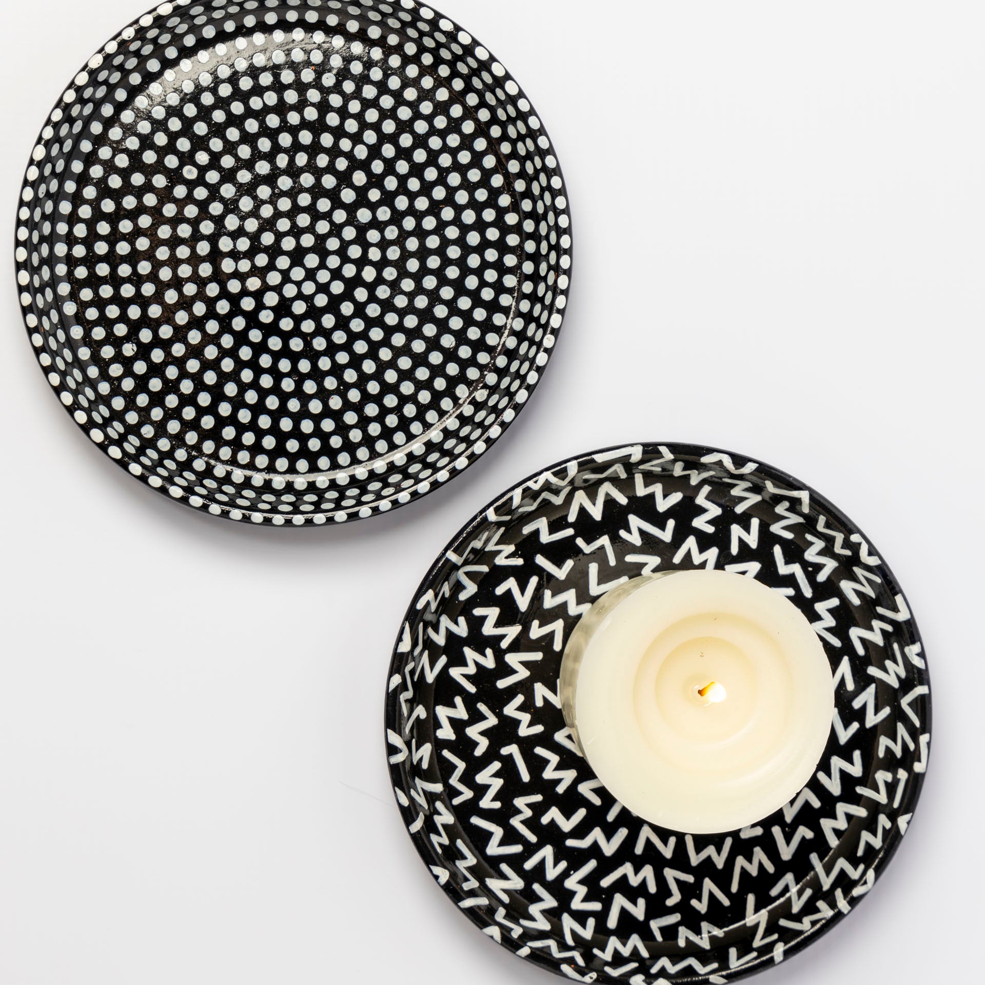 African Moon Hand-Painted Candle Plates (assorted styles)