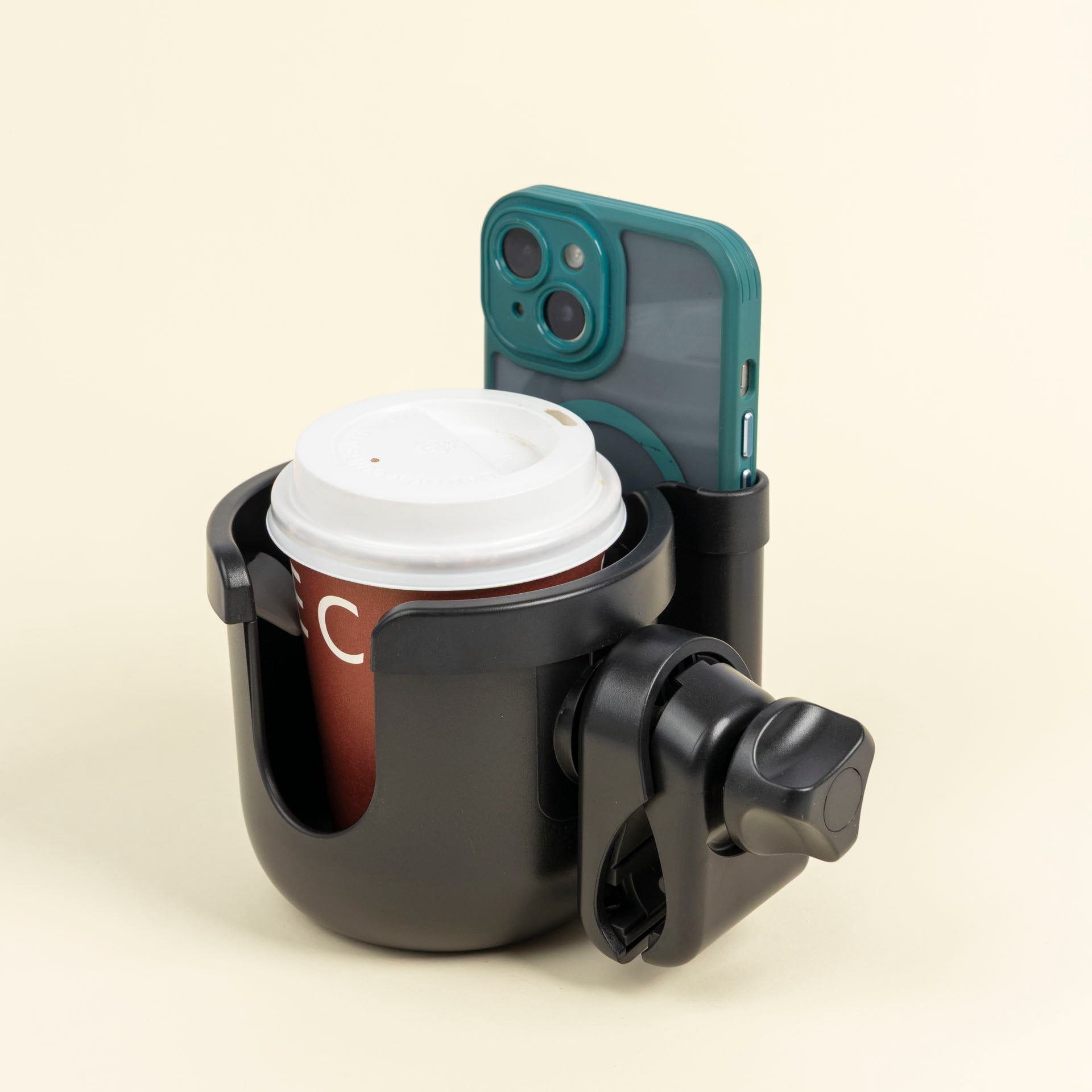 Cell Phone and Cup Holder Caddy (for prams, trolleys, bikes etc.)