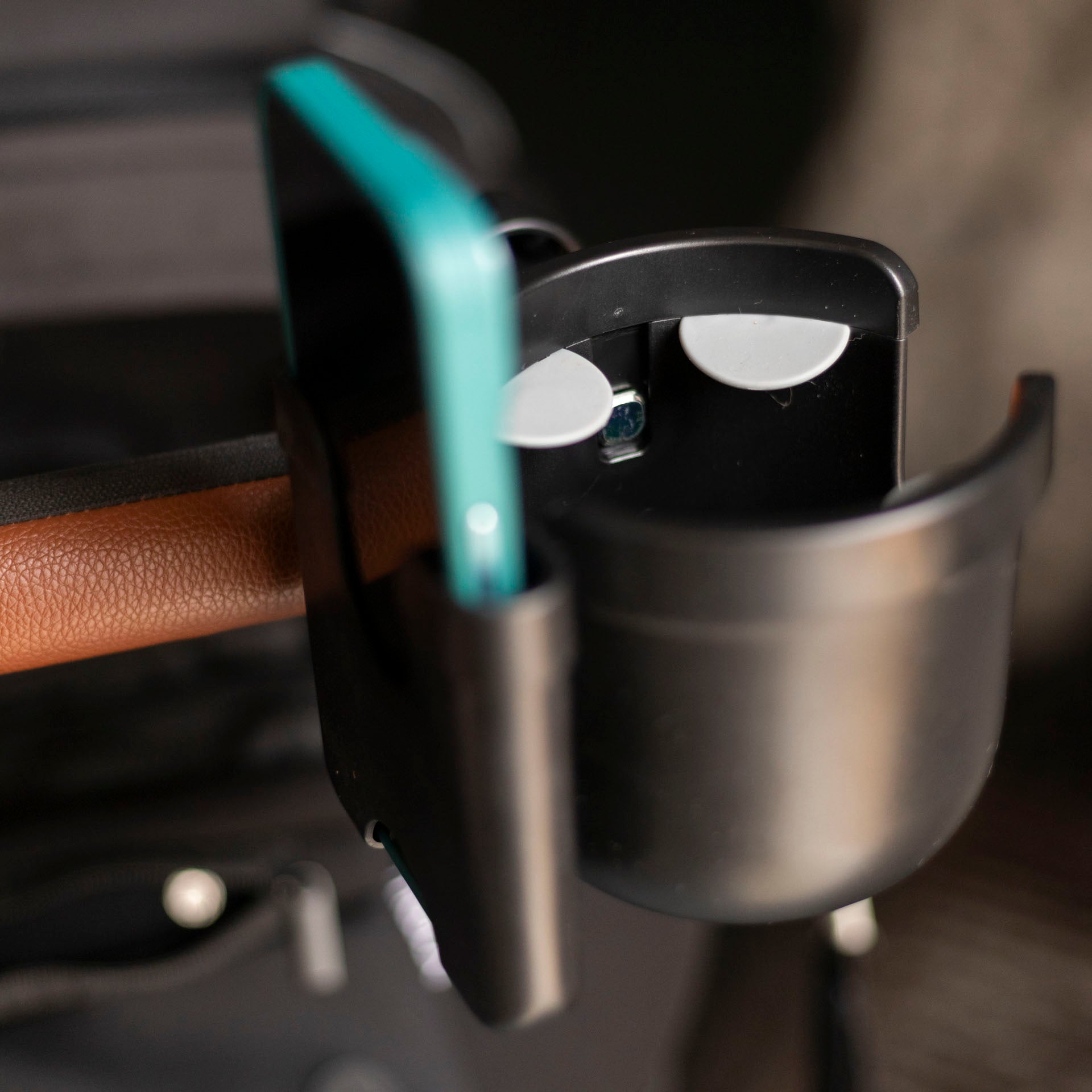 Cell Phone and Cup Holder Caddy (for prams, trolleys, bikes etc.)