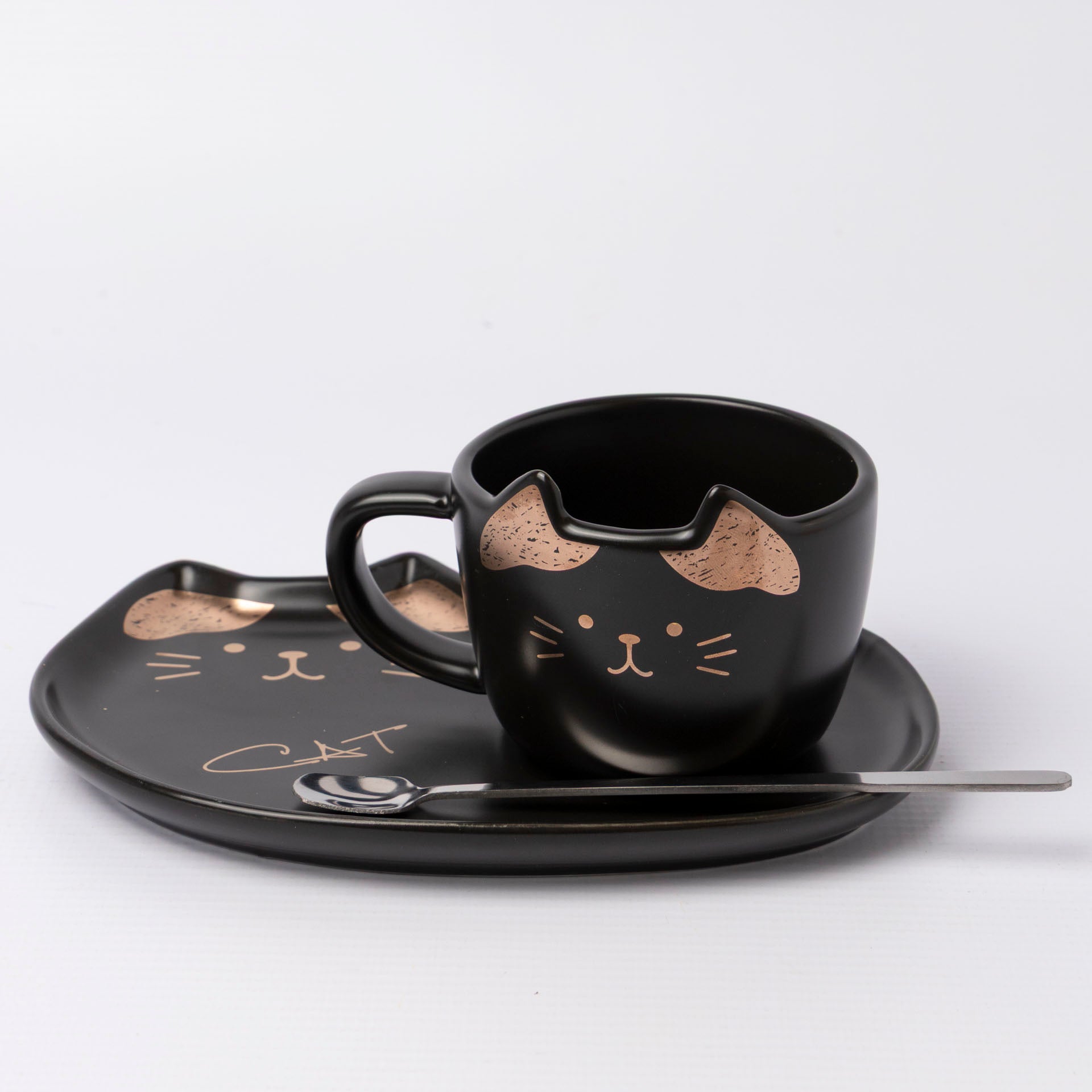 Cat Mug and Snack Tray Set (assorted colours)