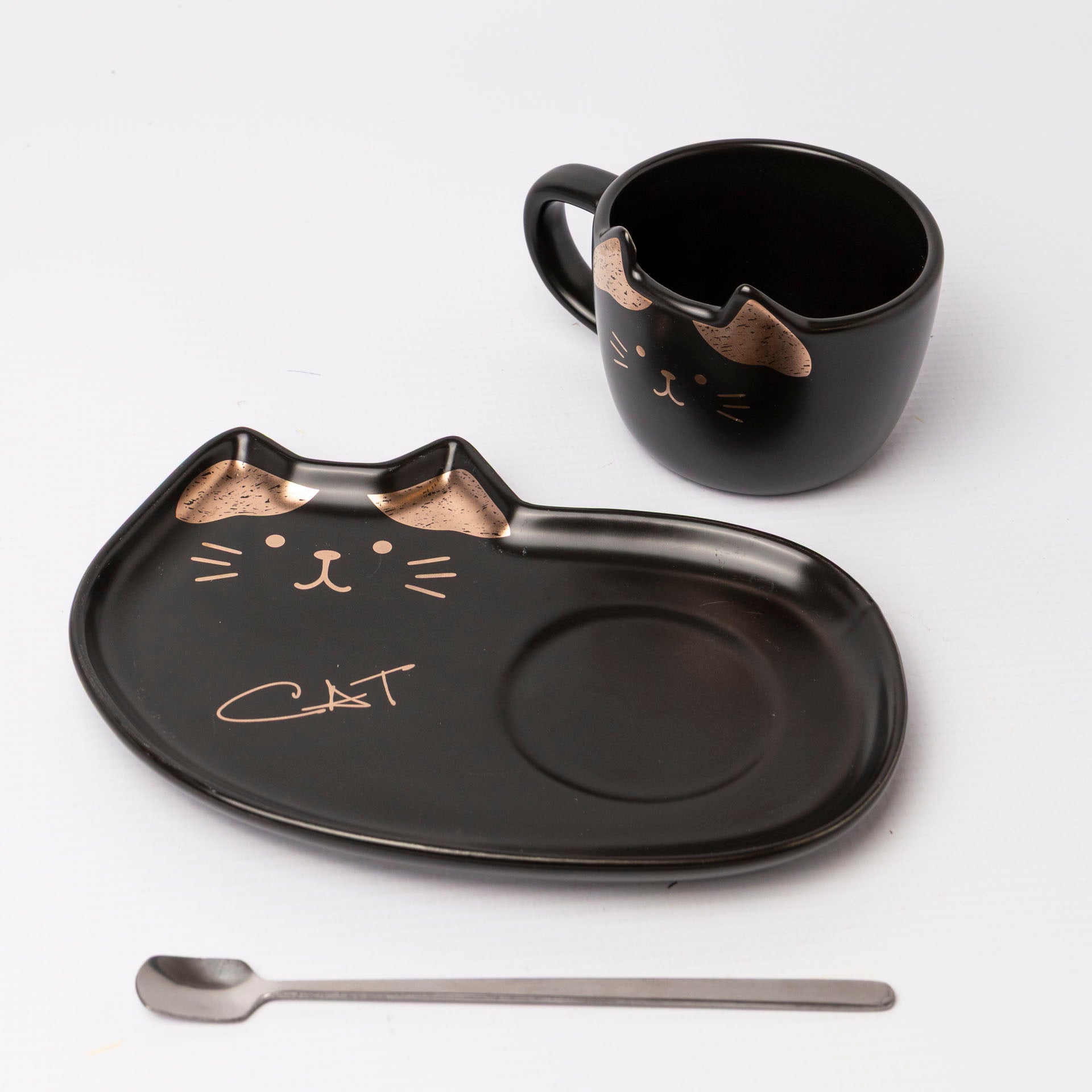 Cat Mug and Snack Tray Set (assorted colours)