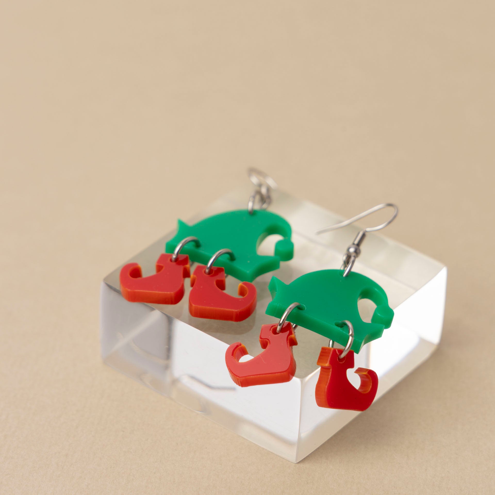 Christmas Elf Acrylic Novelty Earrings