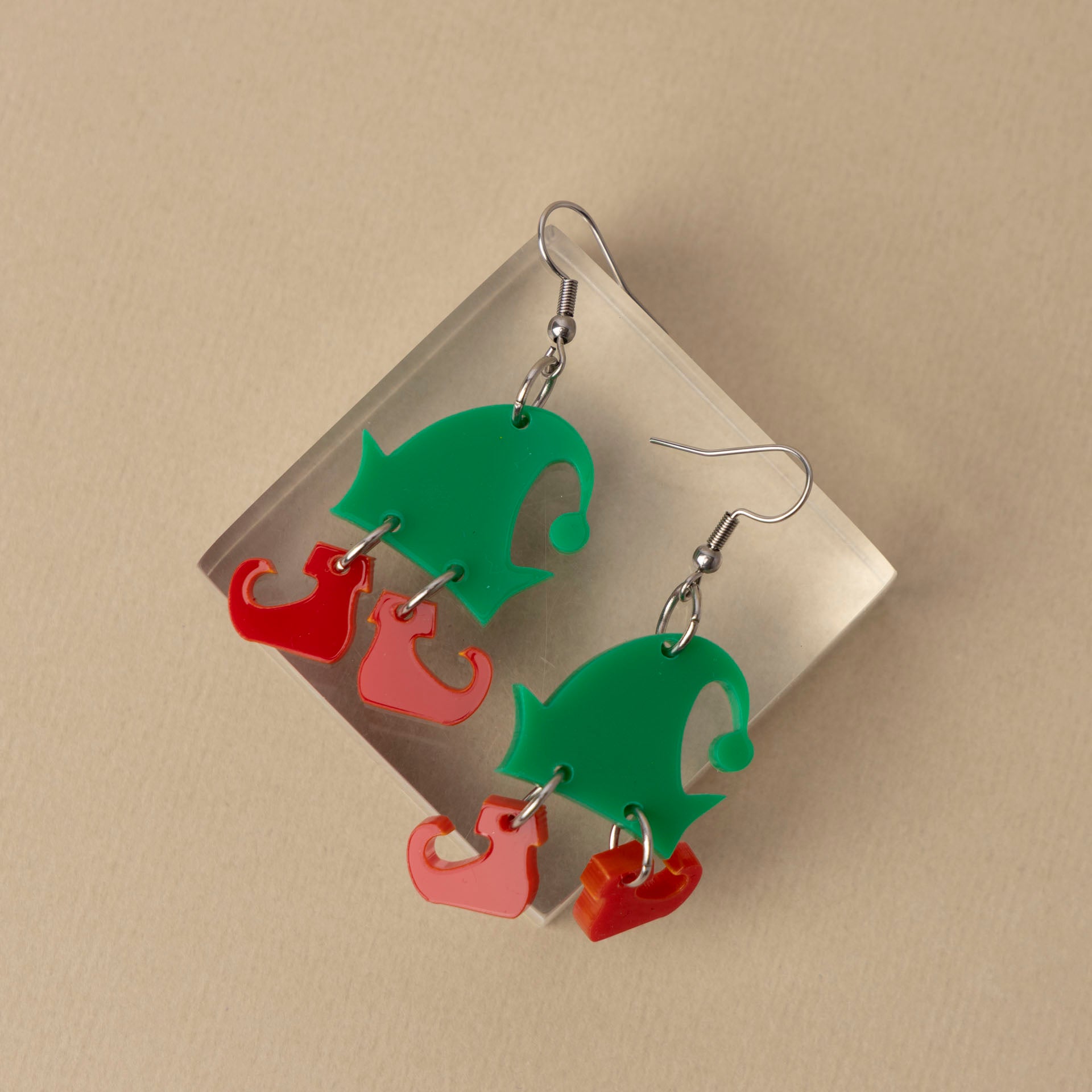 Christmas Elf Acrylic Novelty Earrings