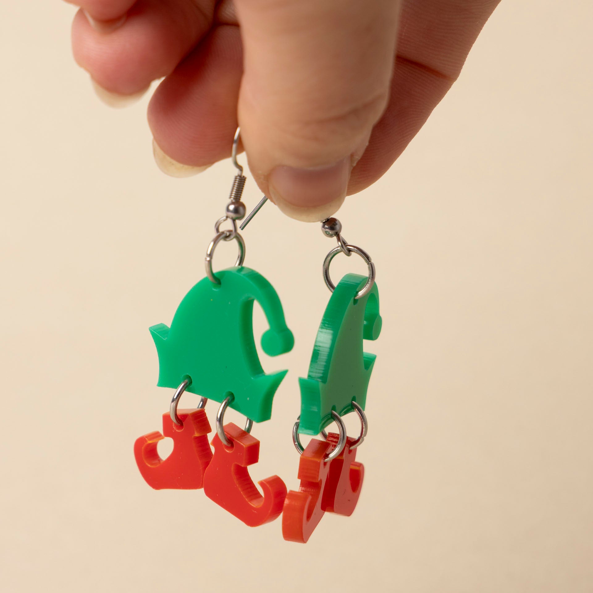 Christmas Elf Acrylic Novelty Earrings