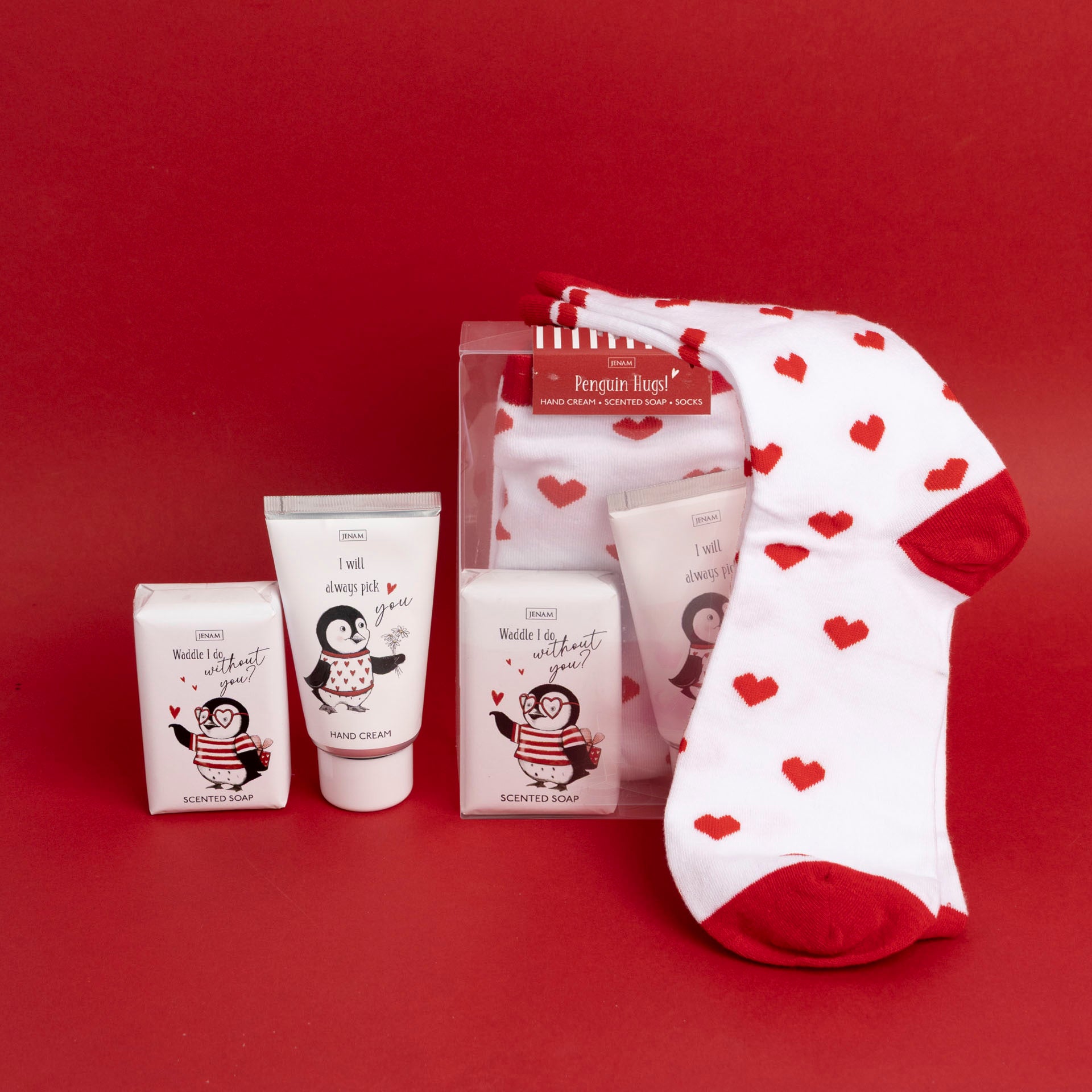 Penguin Passion – "Penguin Hugs!" Hand Cream, Soap and Socks Gift Set