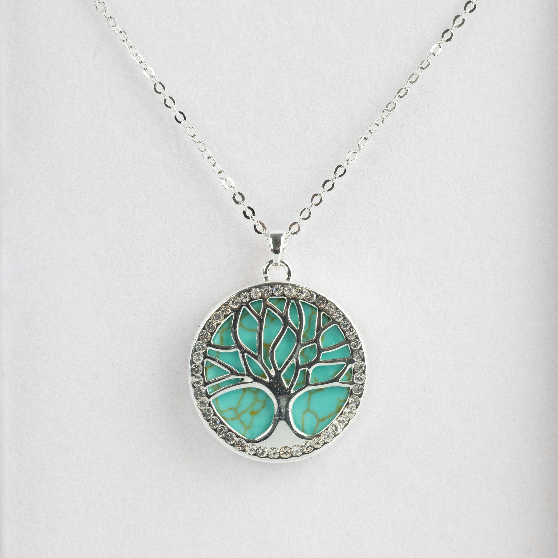 Tree of Life Semi-Precious Gemstone Necklace (Amethyst or Turquoise)