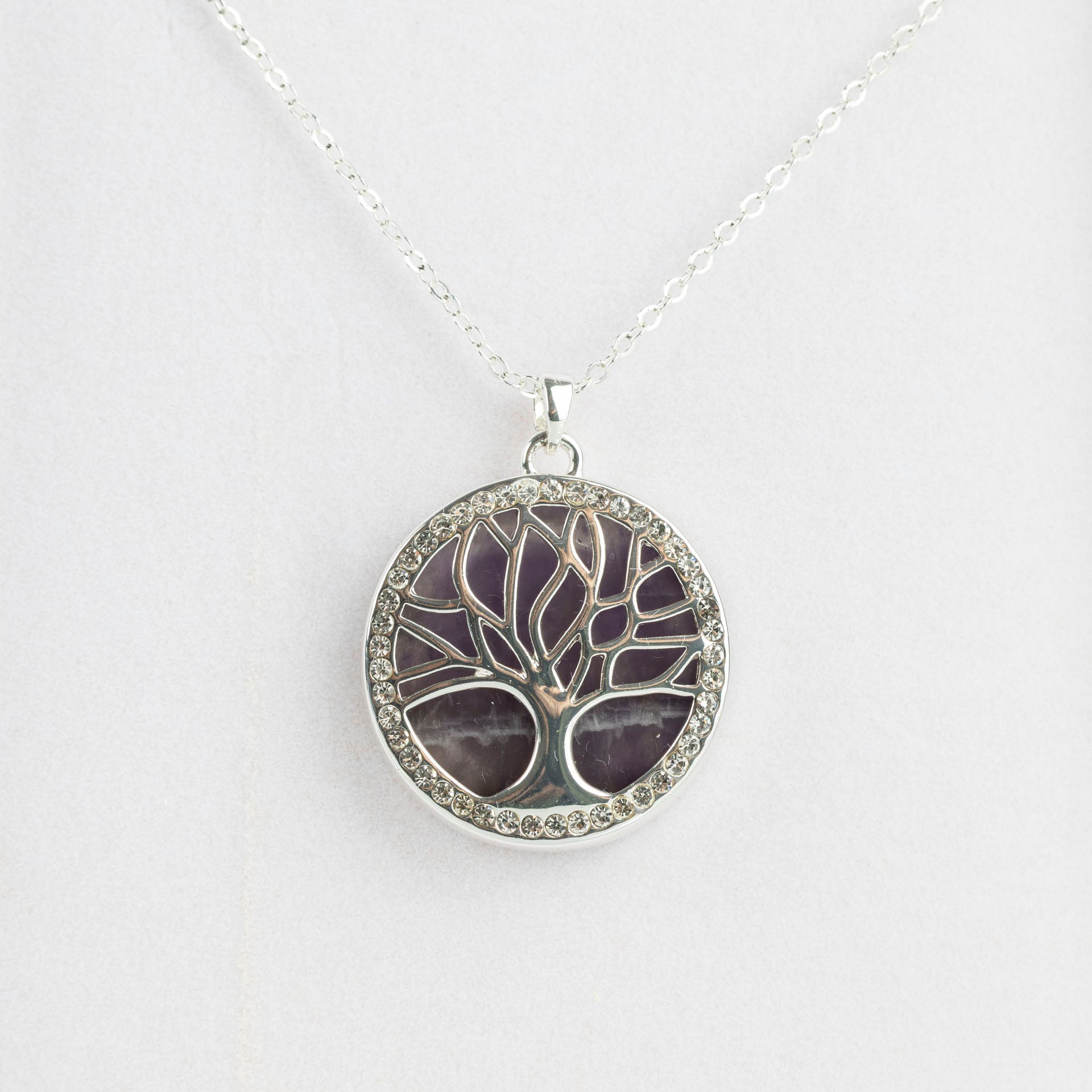Tree of Life Semi-Precious Gemstone Necklace (Amethyst or Turquoise)