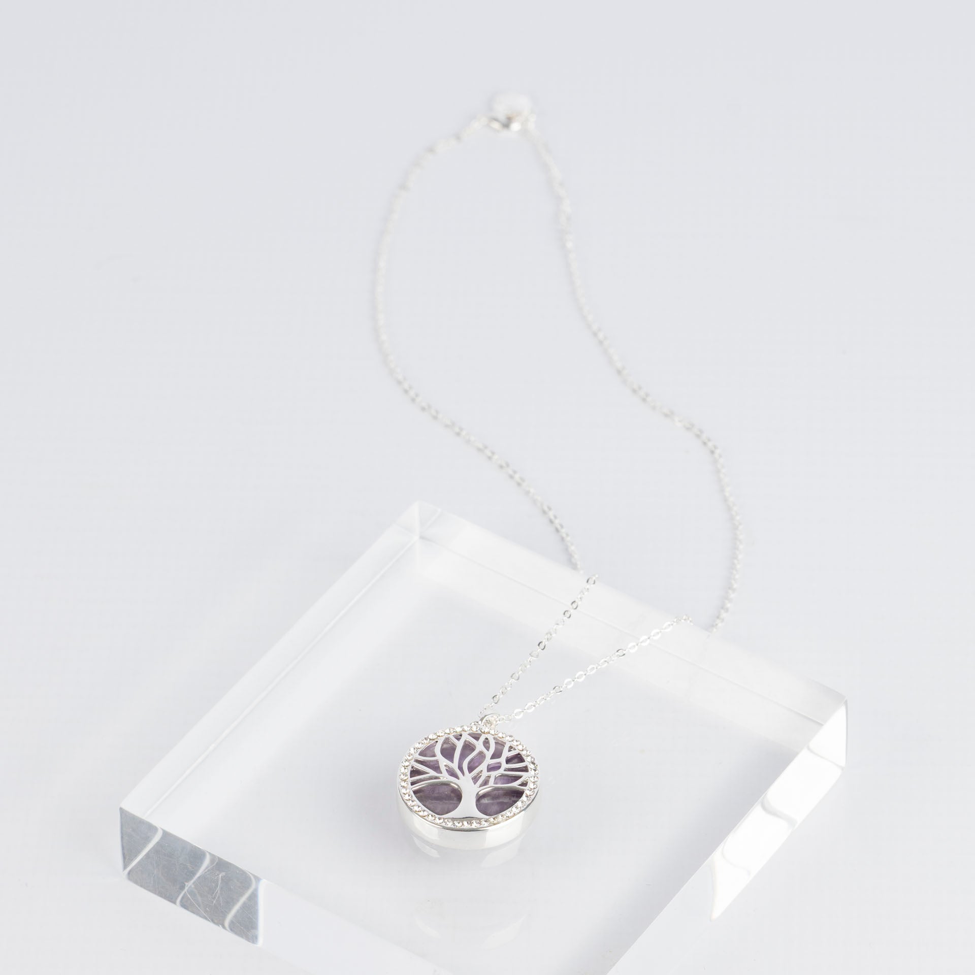 Tree of Life Semi-Precious Gemstone Necklace (Amethyst or Turquoise)