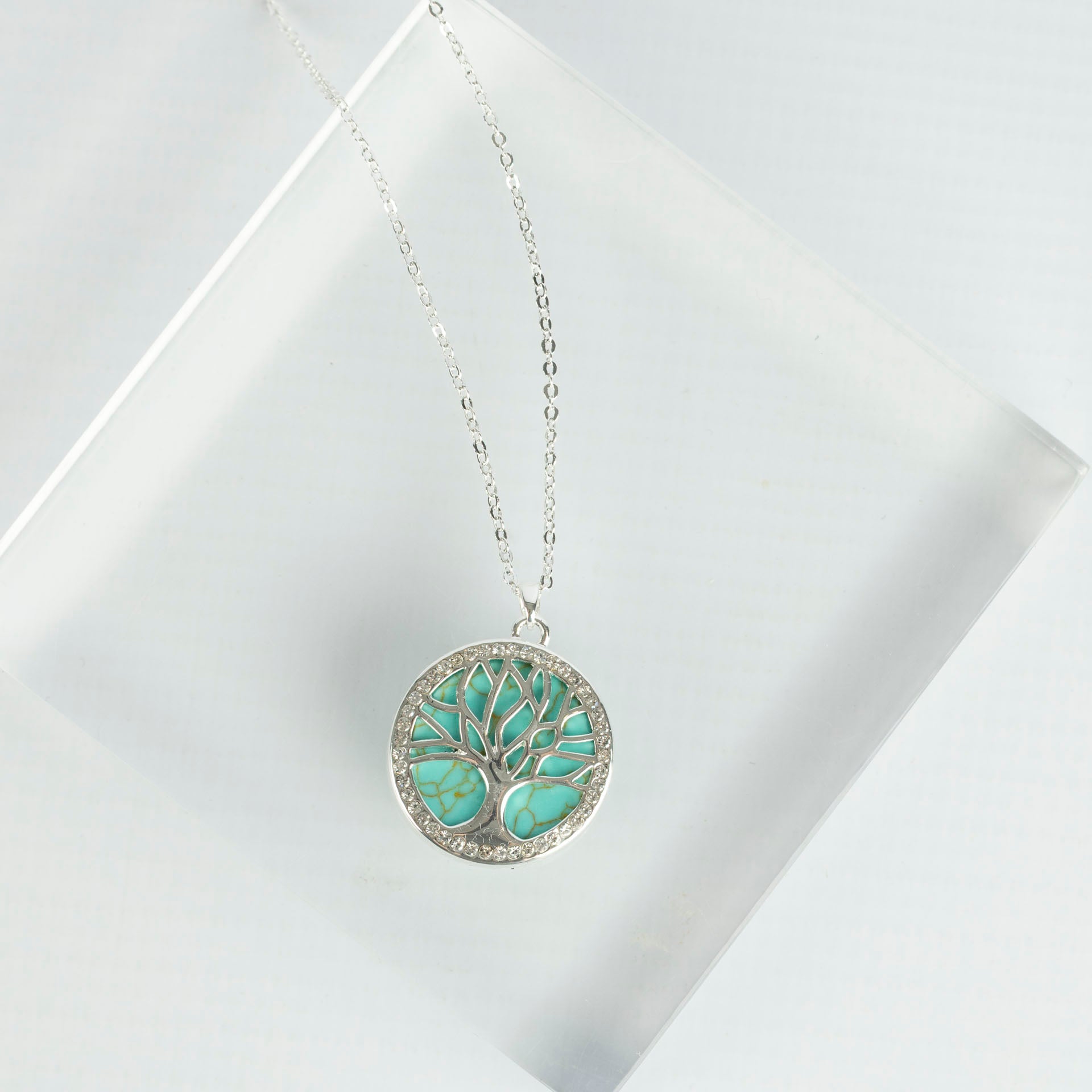 Tree of Life Semi-Precious Gemstone Necklace (Amethyst or Turquoise)