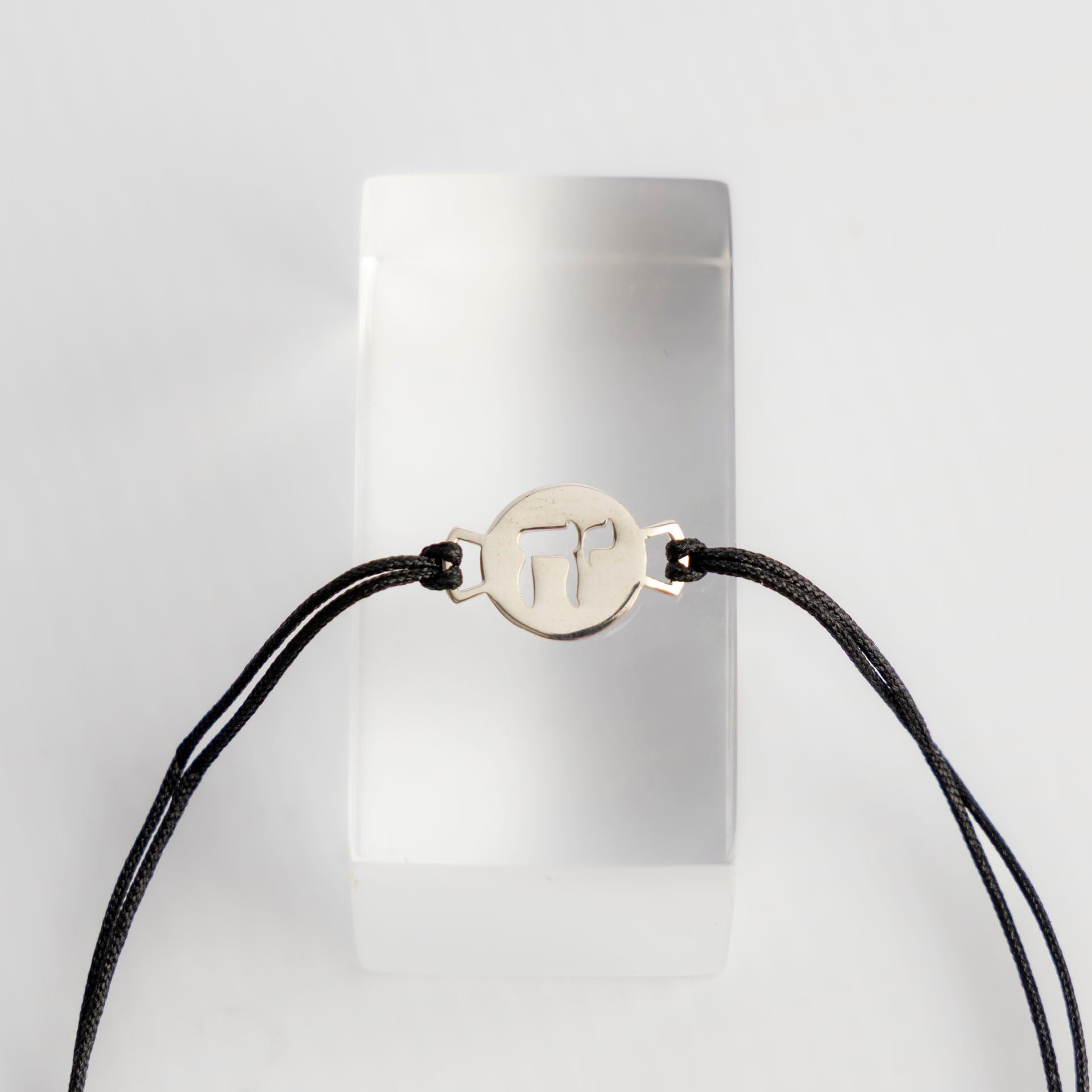 Sterling Silver Chai Bracelet on Silk Cord