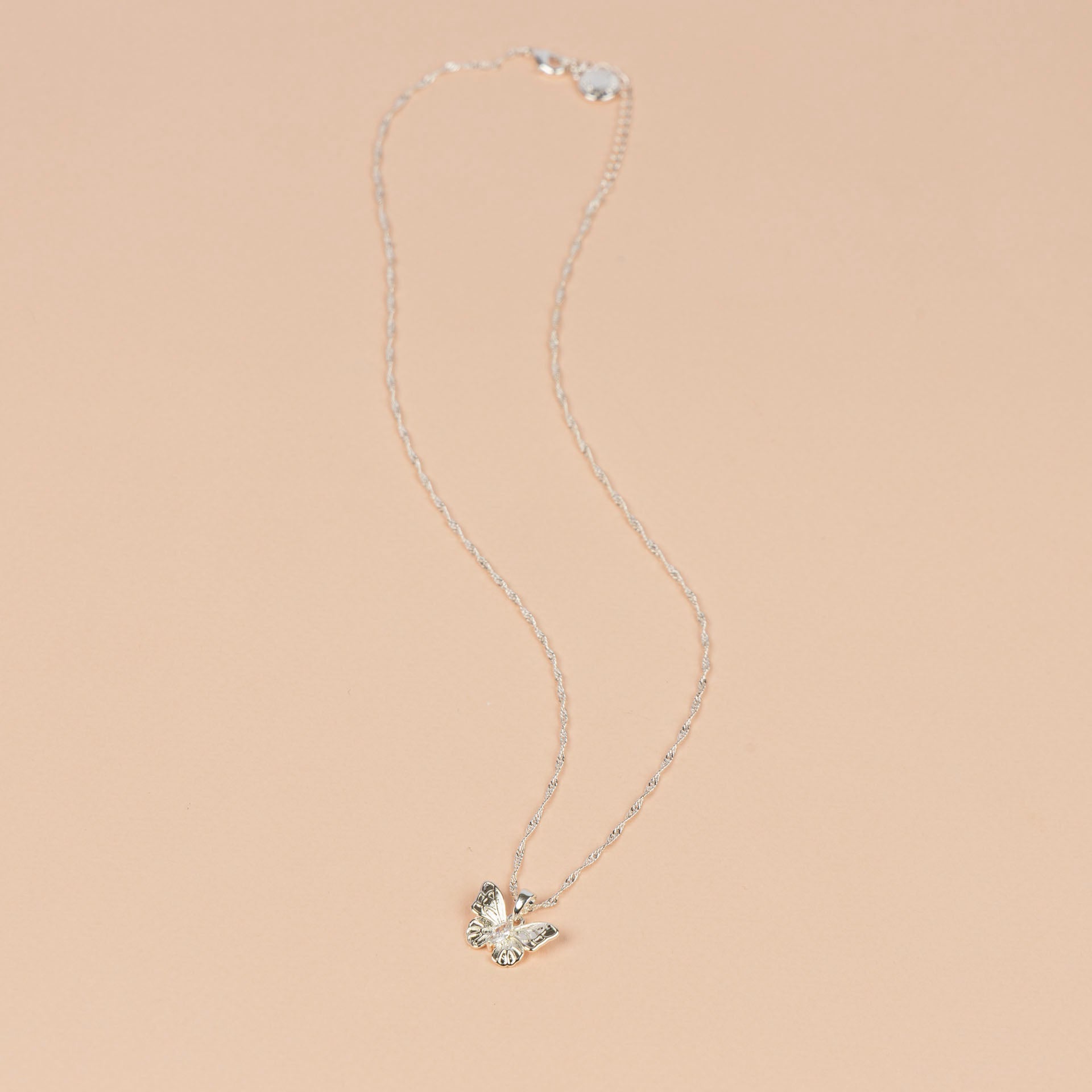 Pure Elegance Classic Butterfly Necklace with Diamanté Detail