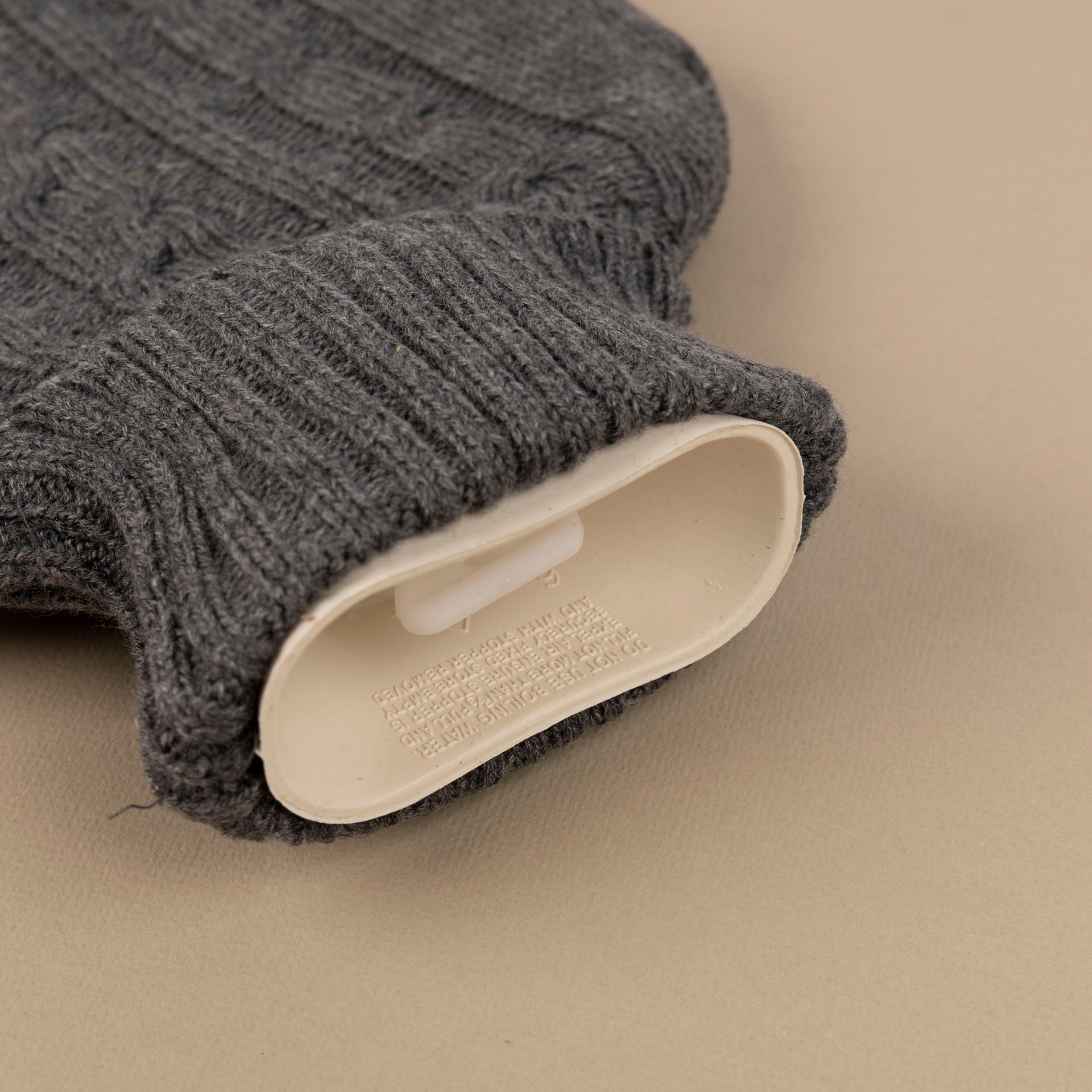 Hot Water Bottle with Grey Cable Knit Cover