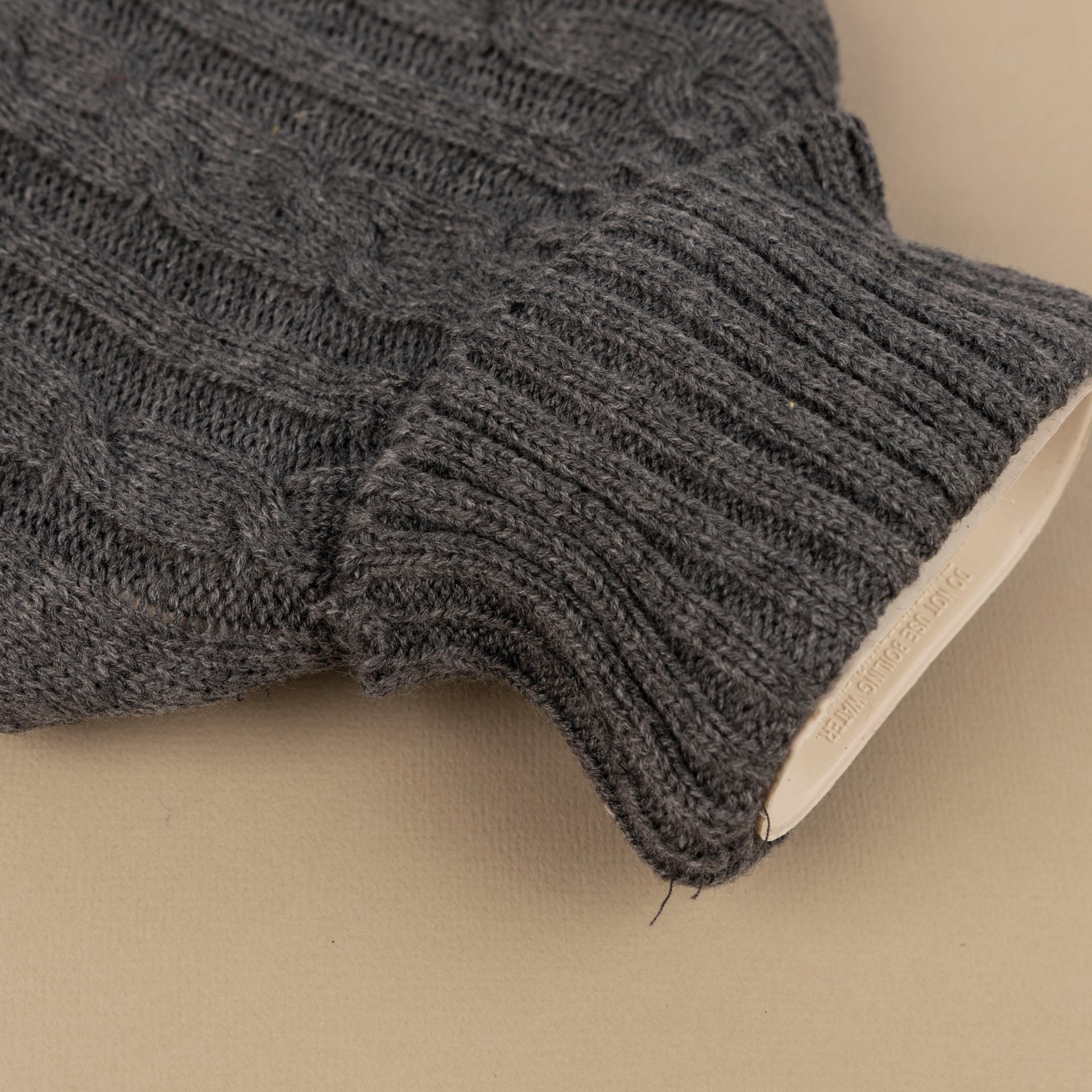 Hot Water Bottle with Grey Cable Knit Cover