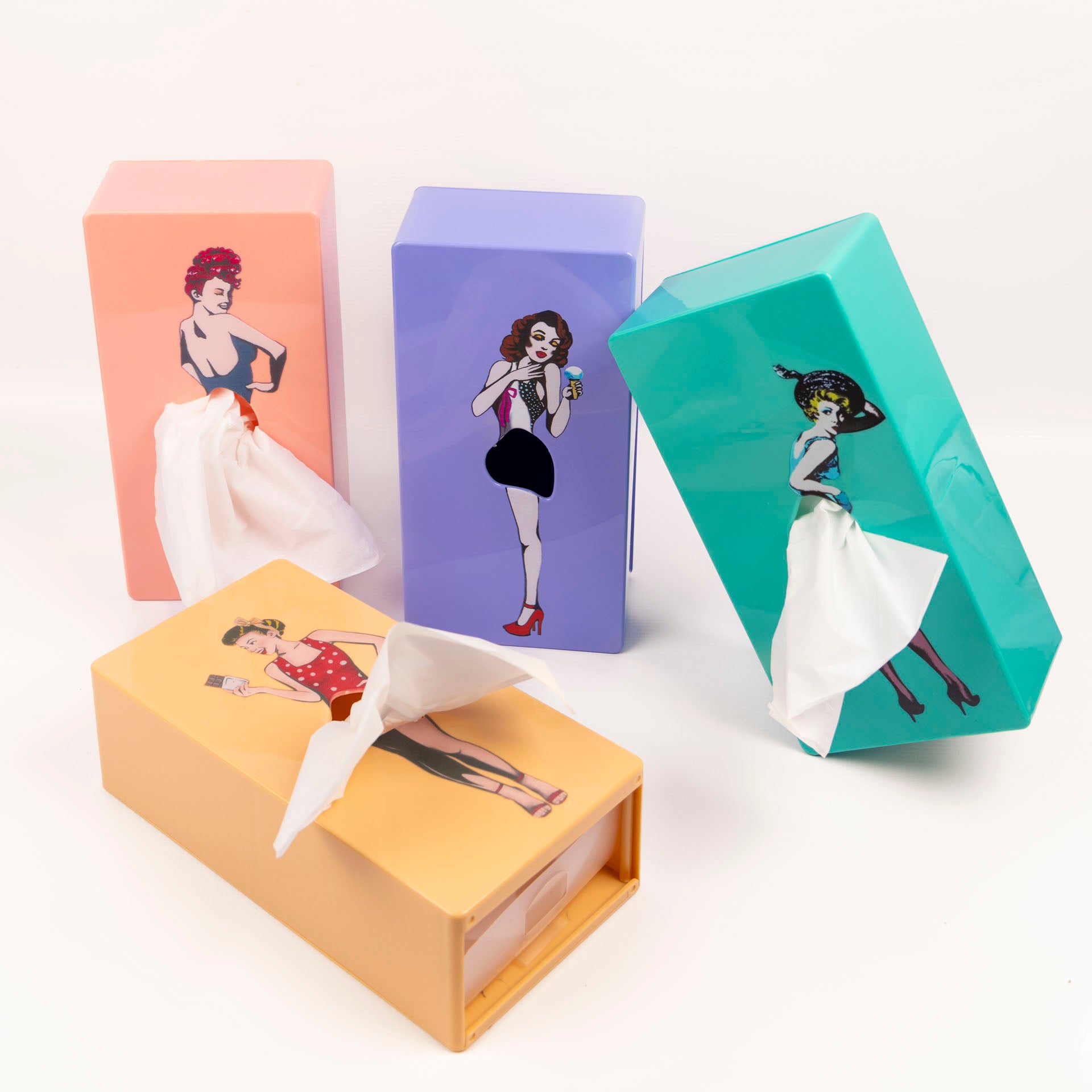 Retro Pin-Up "Flying Skirt" Tissue Boxes (assorted designs)