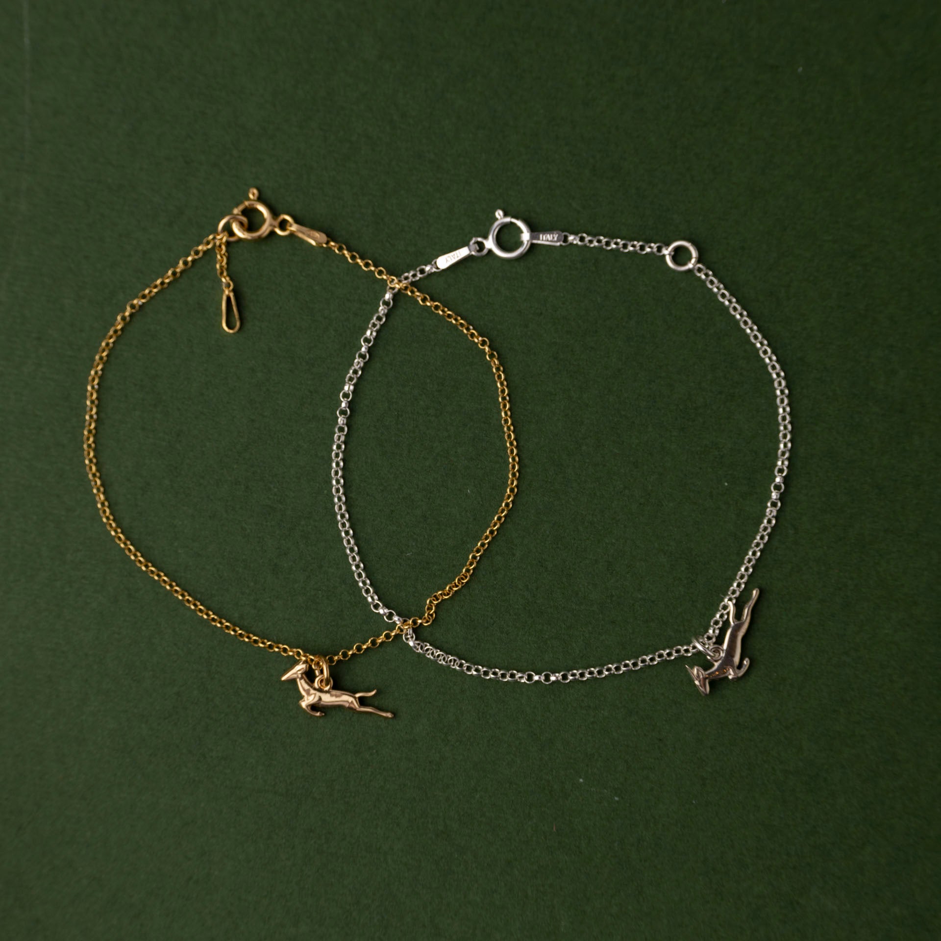 "I Love South Africa" Dainty Springbok Charm Bracelet (Sterling Silver or Gold-Plated)