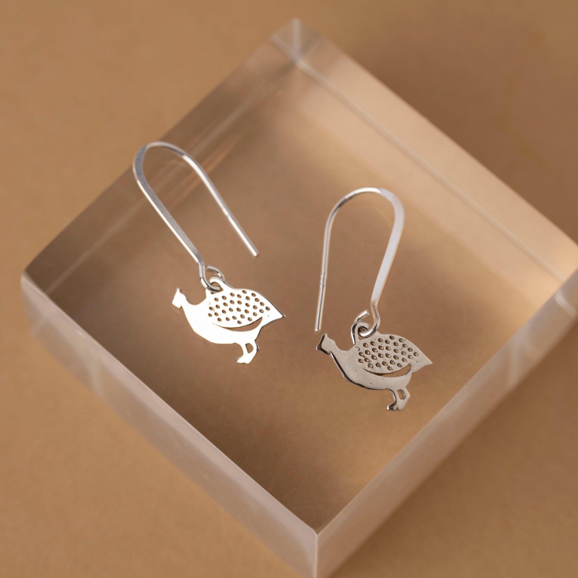 Sterling Silver Guinea Fowl Dangle Earrings