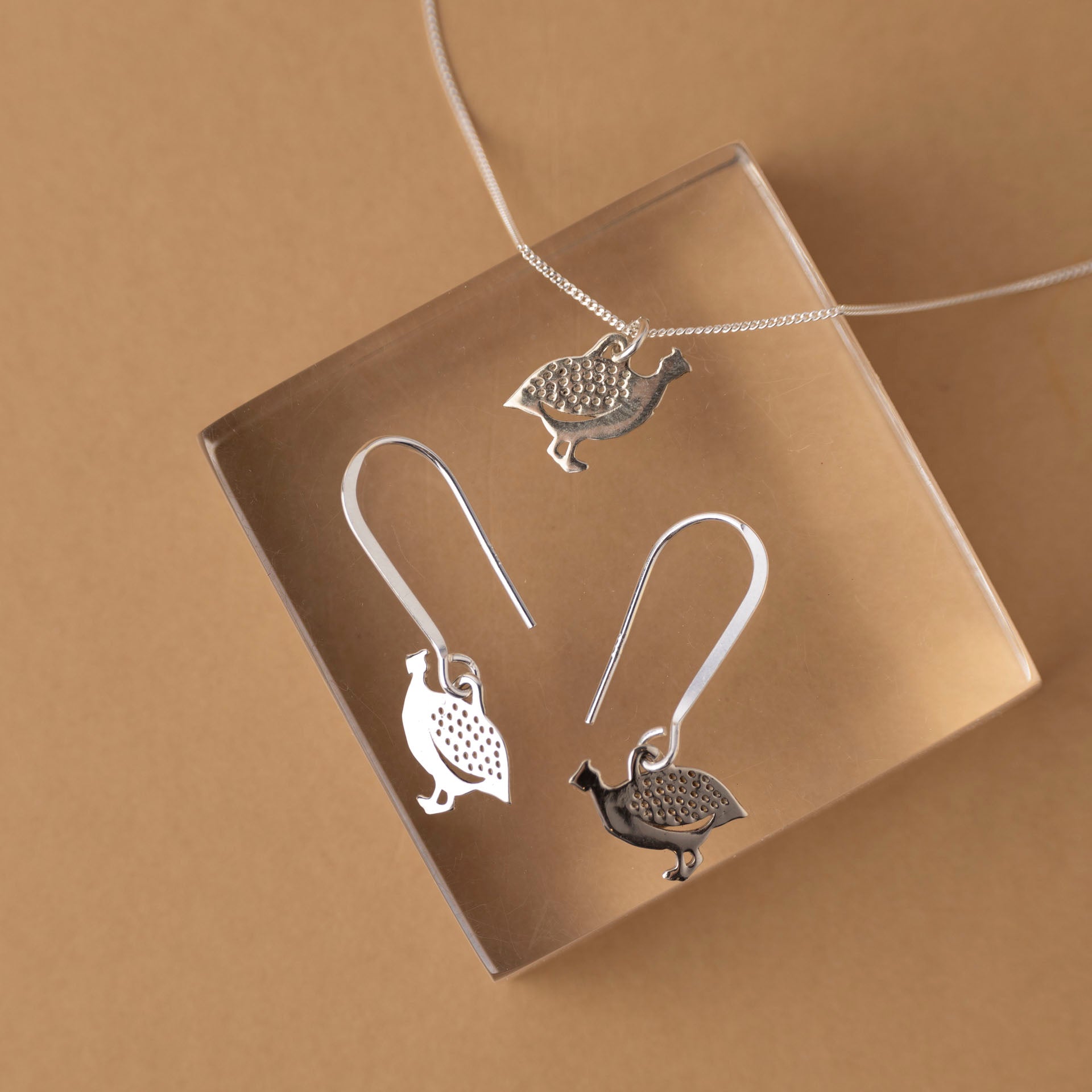 Sterling Silver Guinea Fowl Necklace