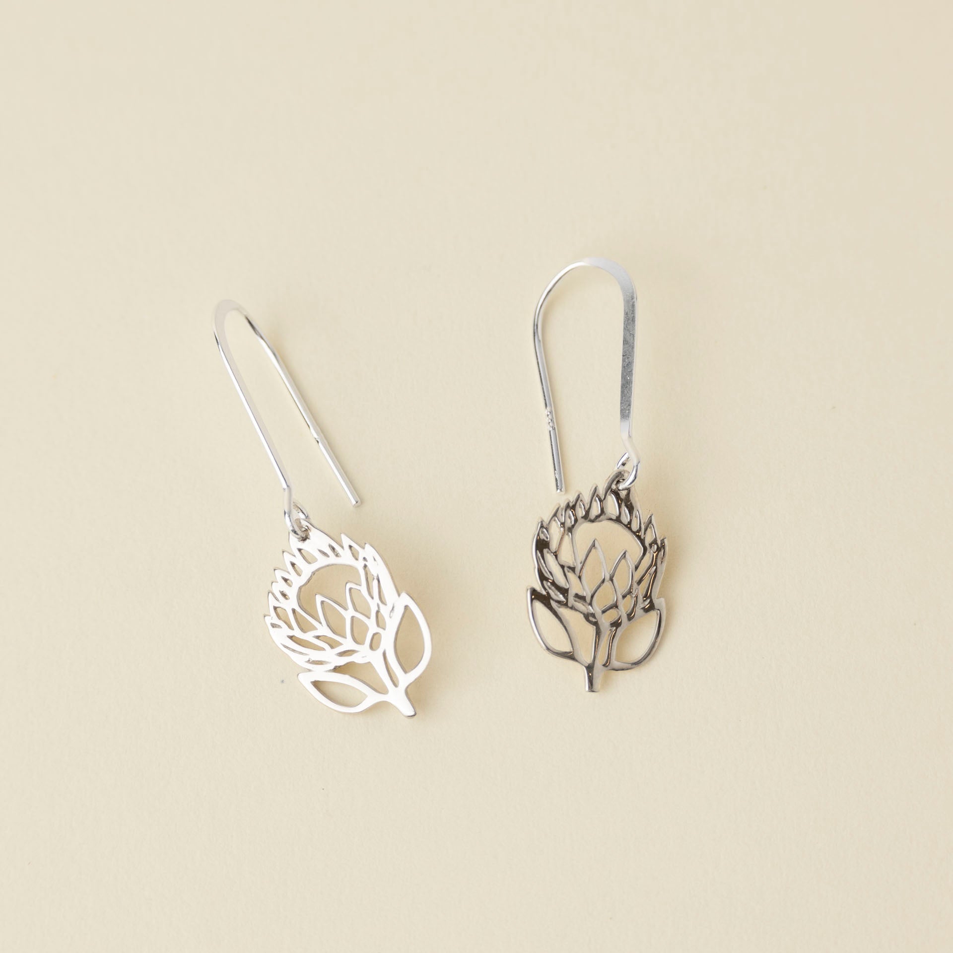 Open Protea Dangle Earrings (Sterling Silver or Gold-Plated)