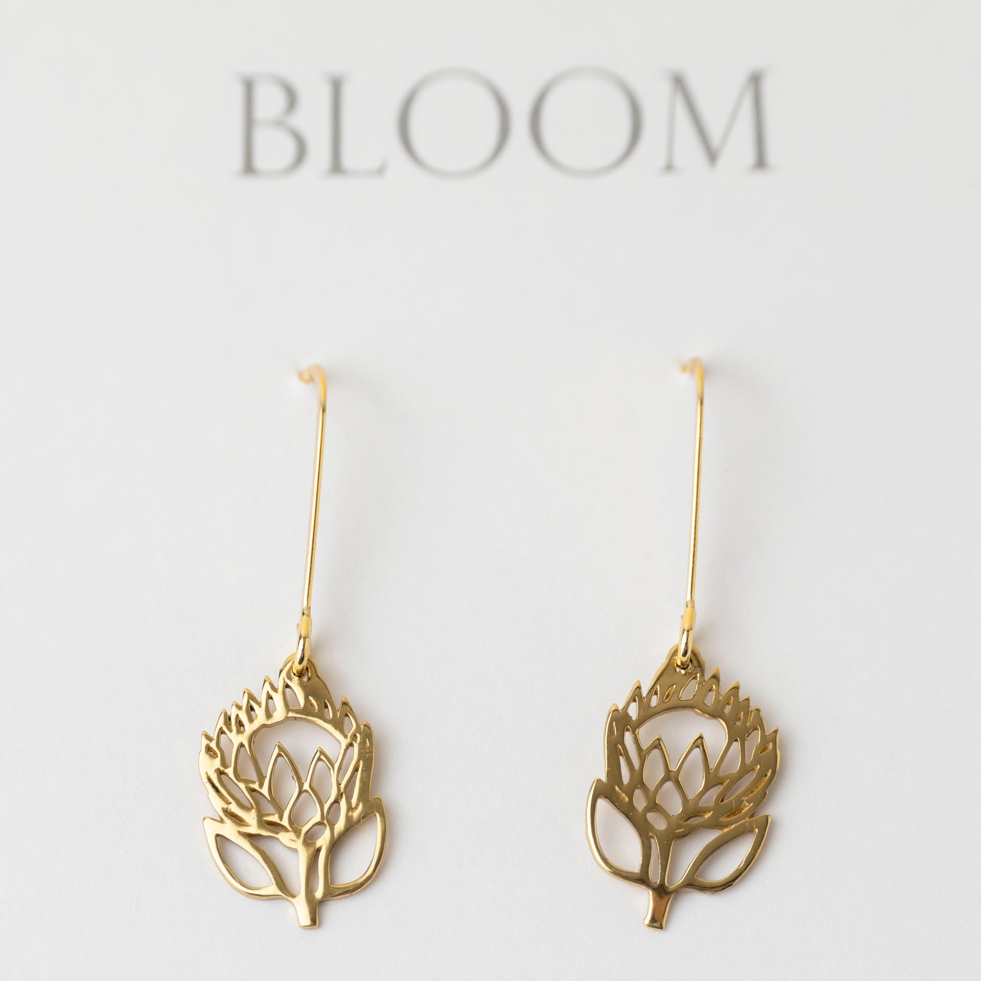 Open Protea Dangle Earrings (Sterling Silver or Gold-Plated)