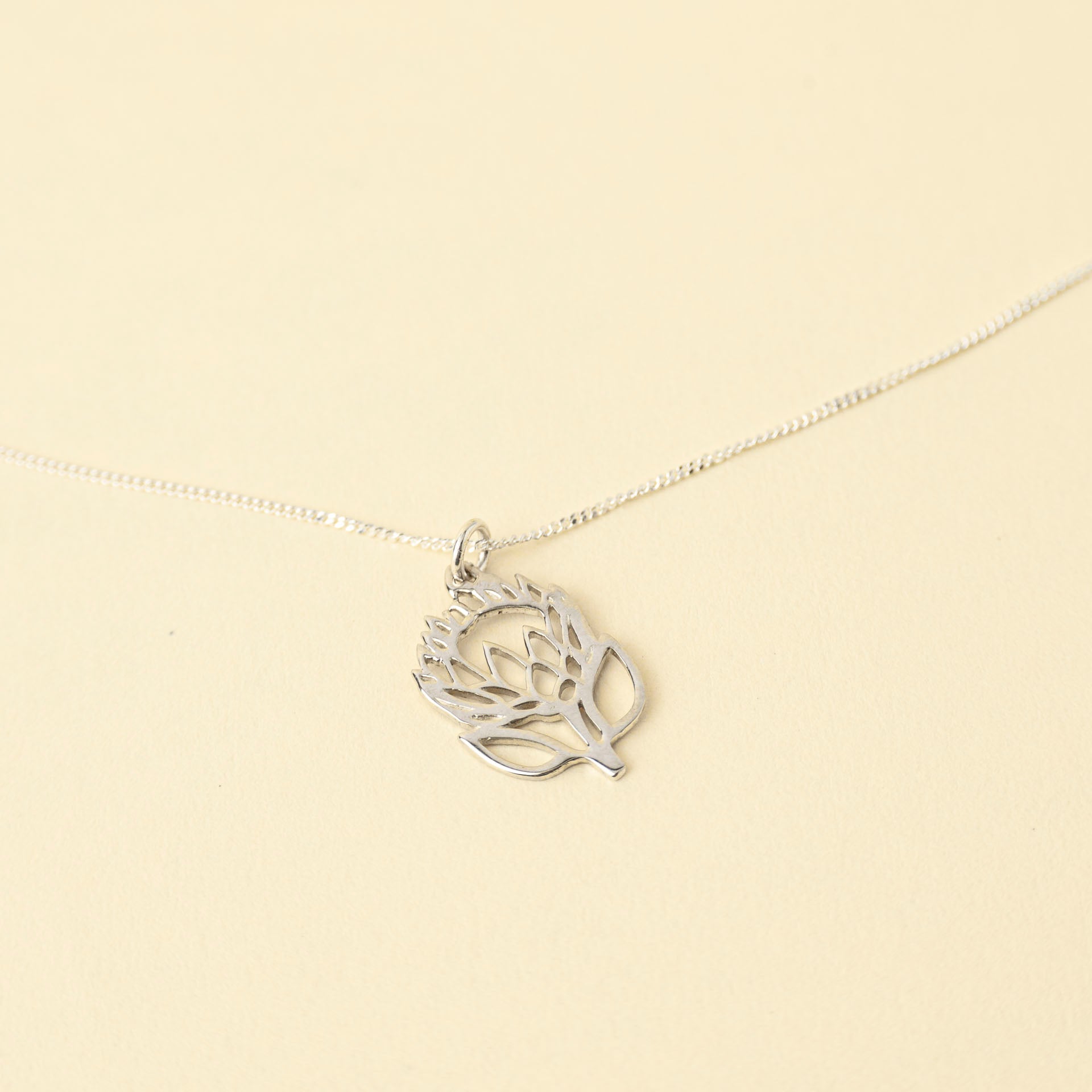 Open Protea Necklace (Sterling Silver or Gold-Plated)