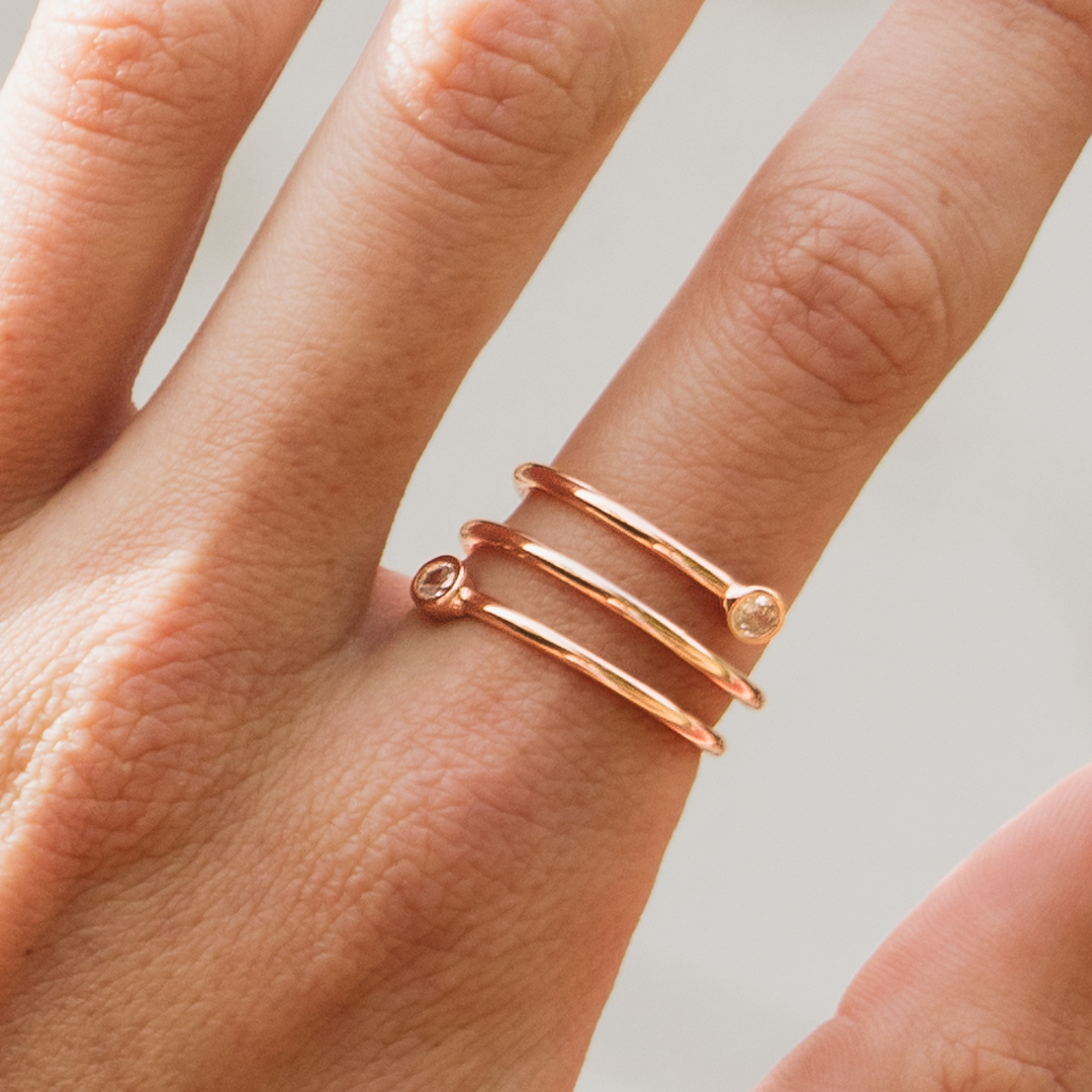 Sterling Silver / Rose Gold Twirl Adjustable Ring