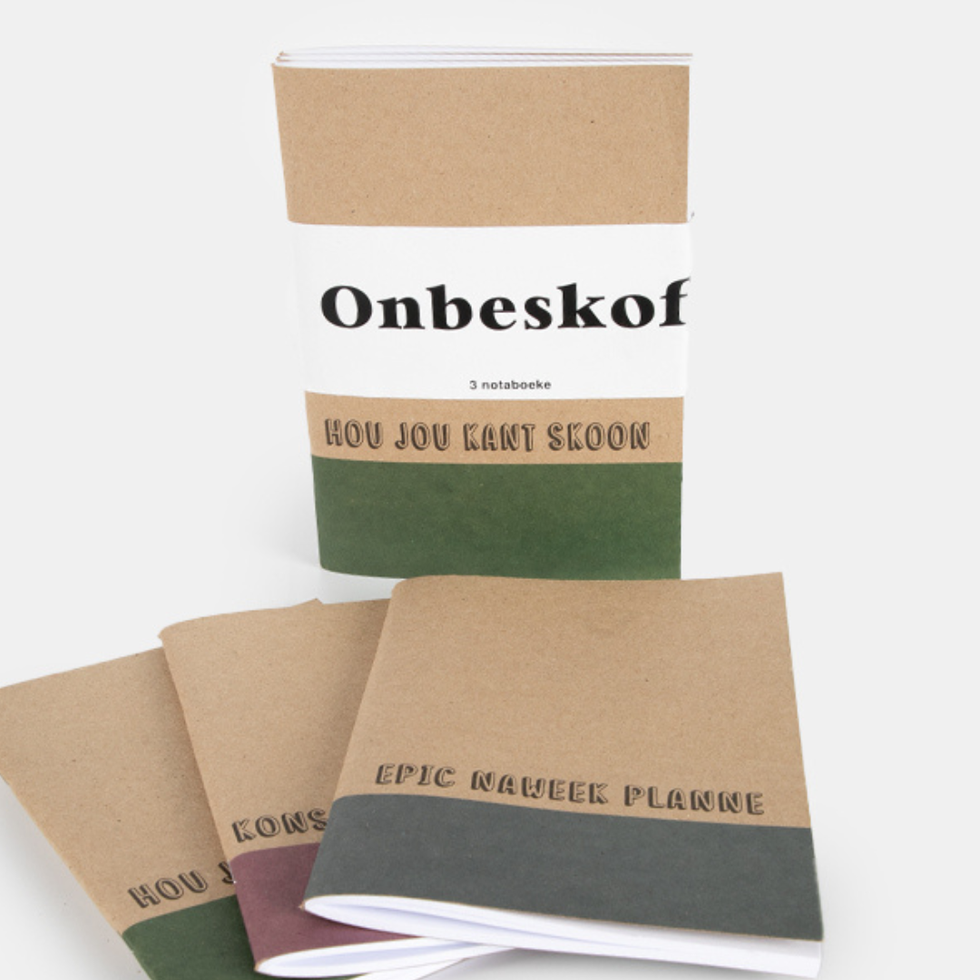 "Onbeskof" Set of Three Afrikaans Notebooks