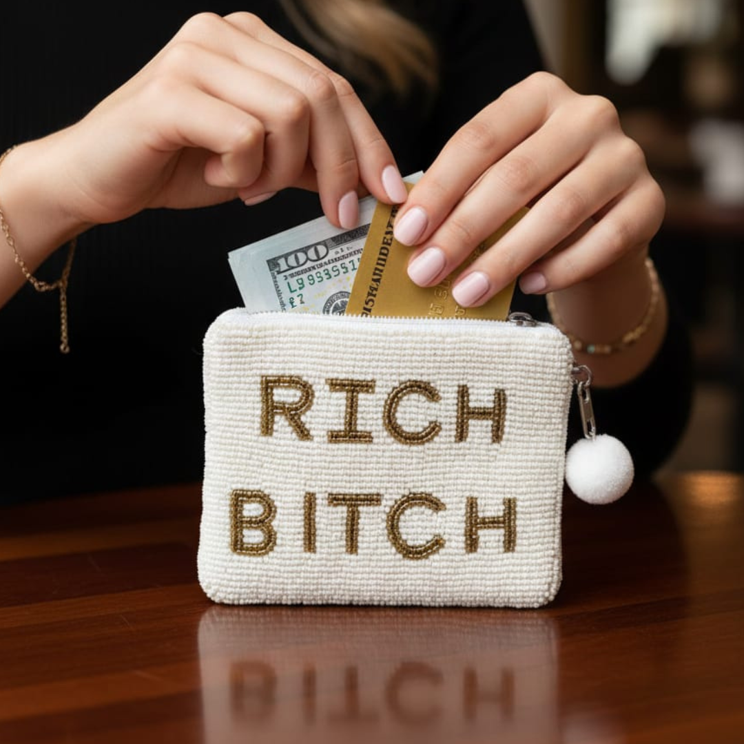 "Rich B***h" Beaded Purse